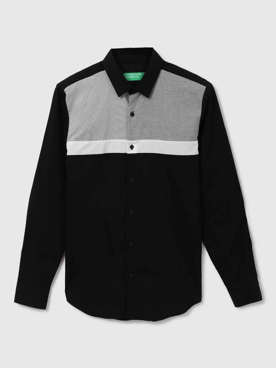 F/S POPLIN STR STRIPE PANEL BLOCK SHIRT image number 1