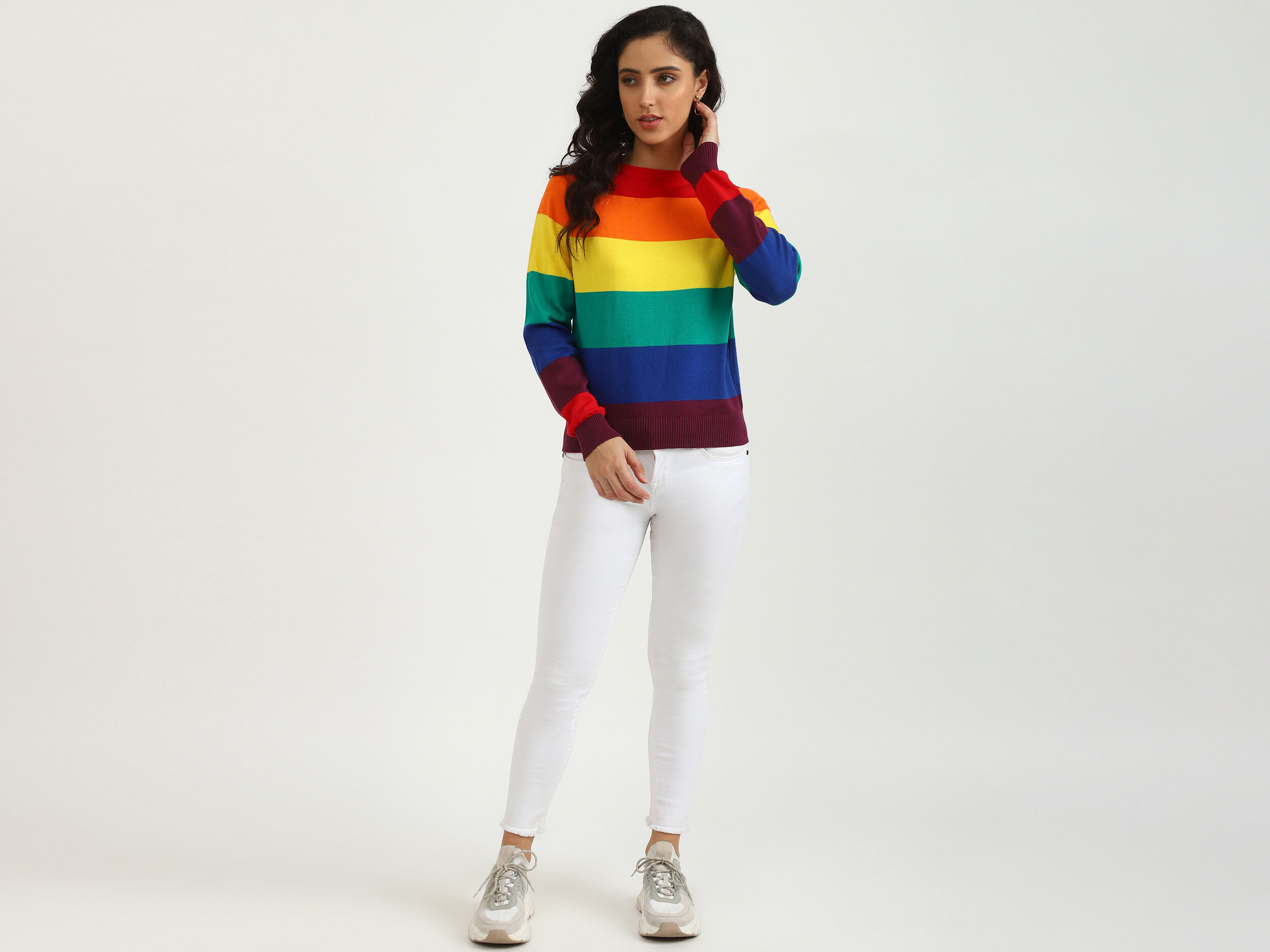 24AWカジュアルTシャツ【Ronron】MULTI STRIPE LONG SLEEVE 3色 MULTI STRIPE LONG SLEEVE IVORY - RONRON 론론
