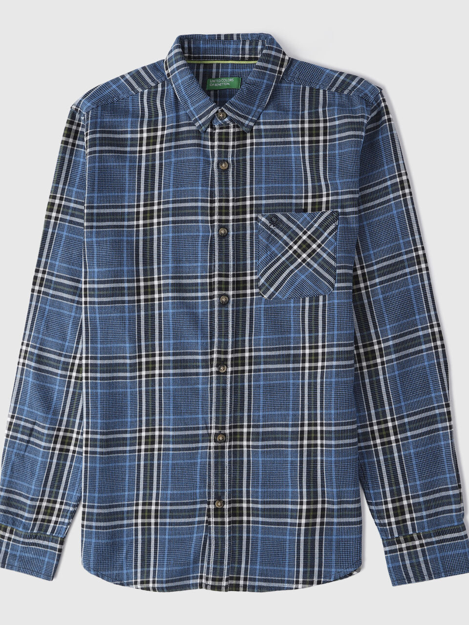 Long Sleeve Regular Collar Houndstooth Grindle Blue Shirt-Top image number 1