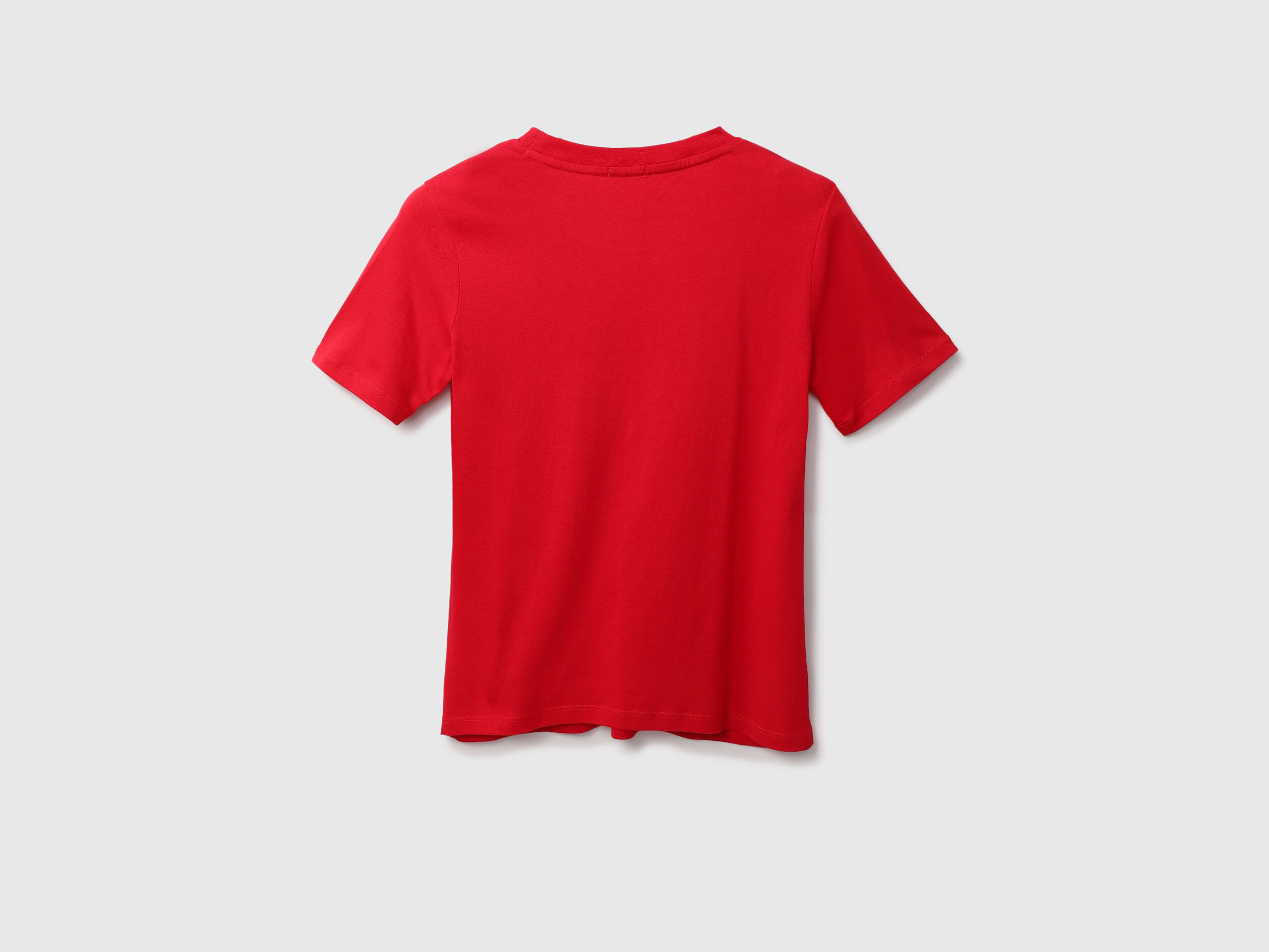 Women Red Printed Round Neck T Shirt - Red | Benetton