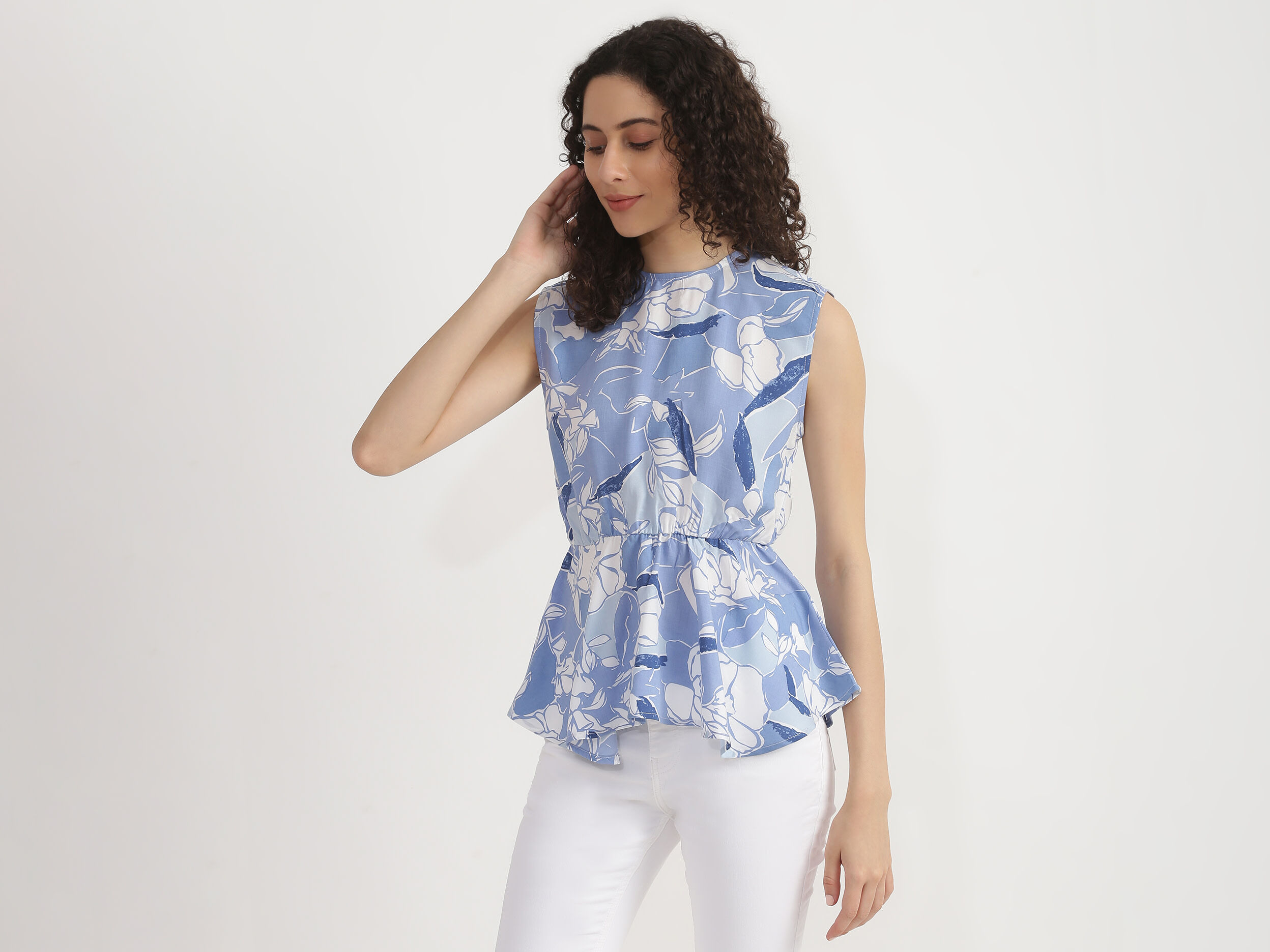 Long sleeve high low peplum top best sale