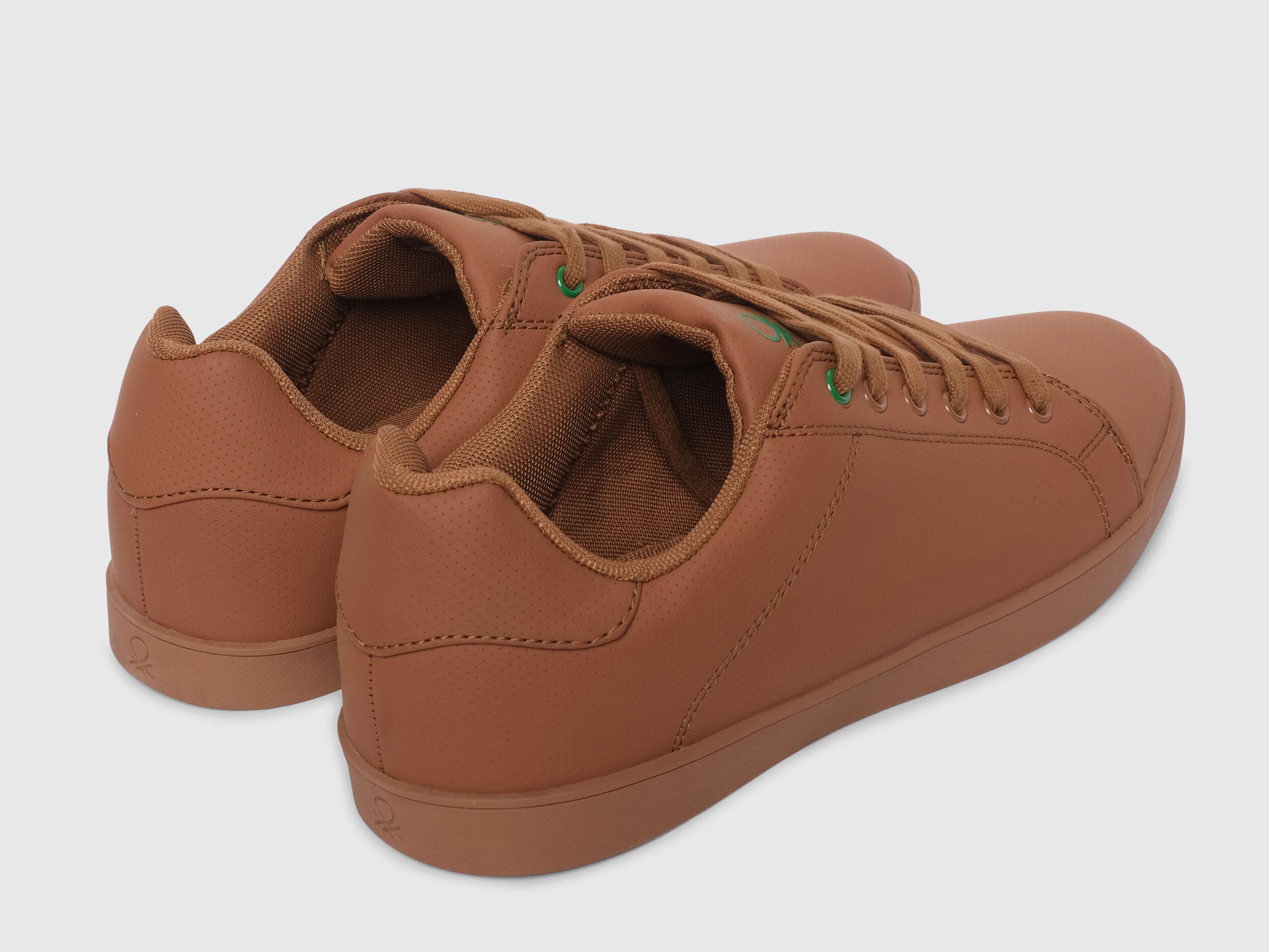 Benetton Mens Lace Up Blue Sneakers Brown Benetton