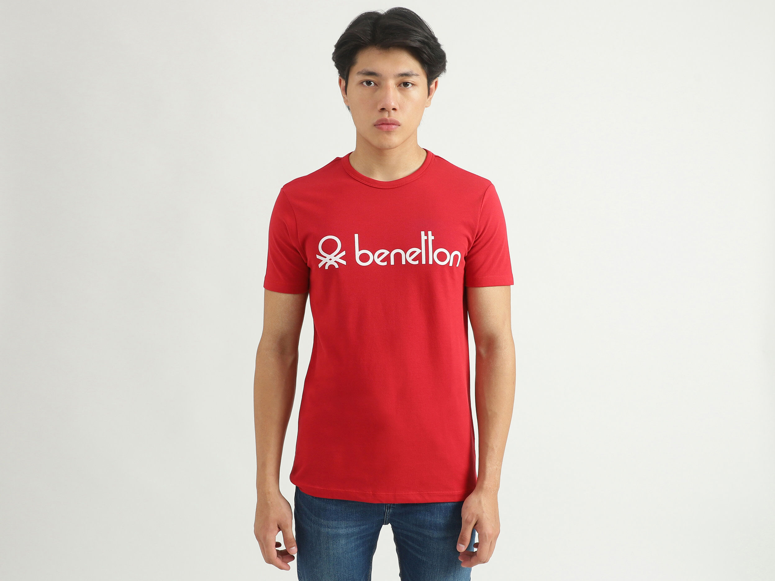 Men Brand Logo T-shirt - Red | Benetton