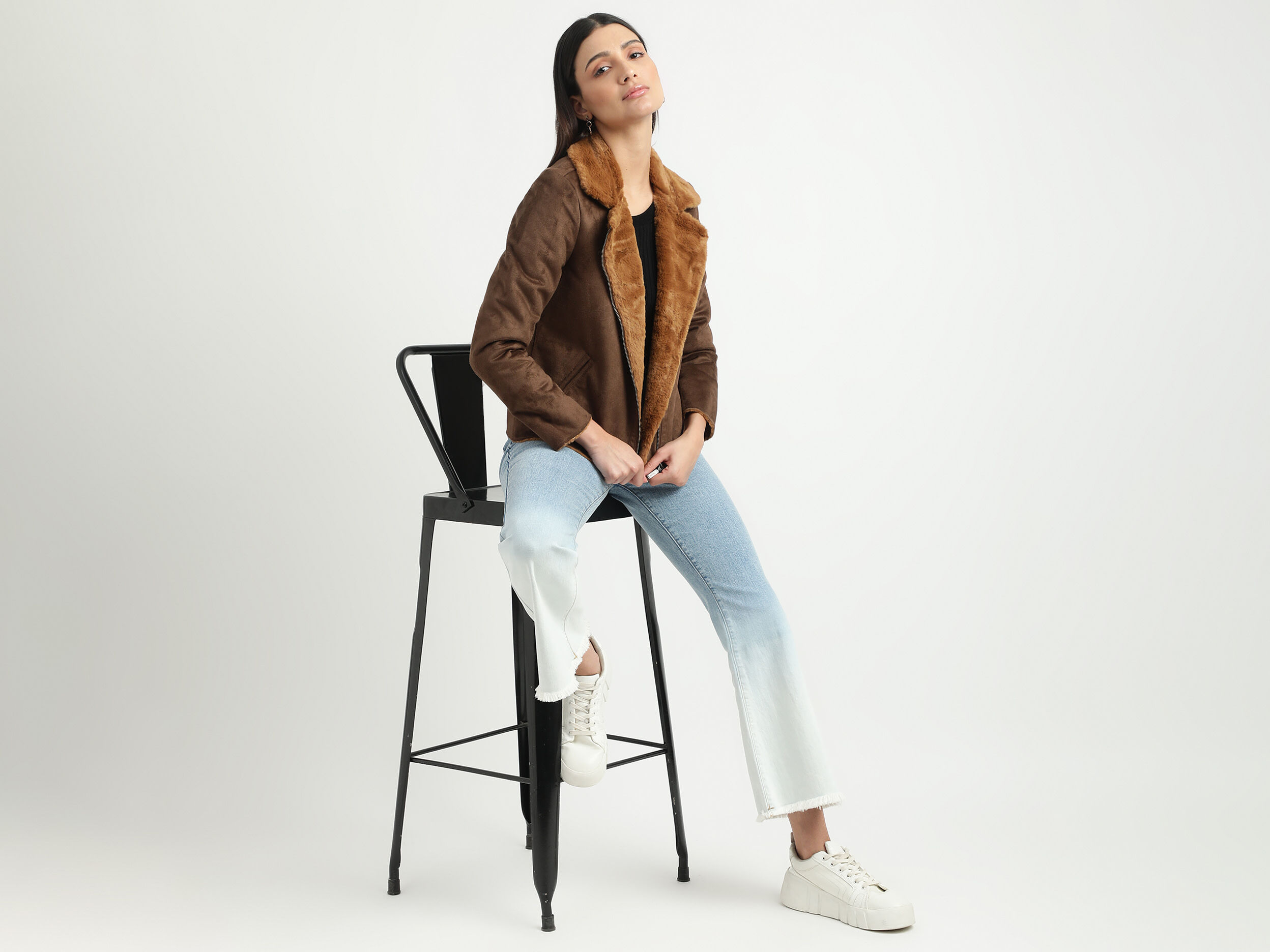 Black faux store suede fallaway jacket
