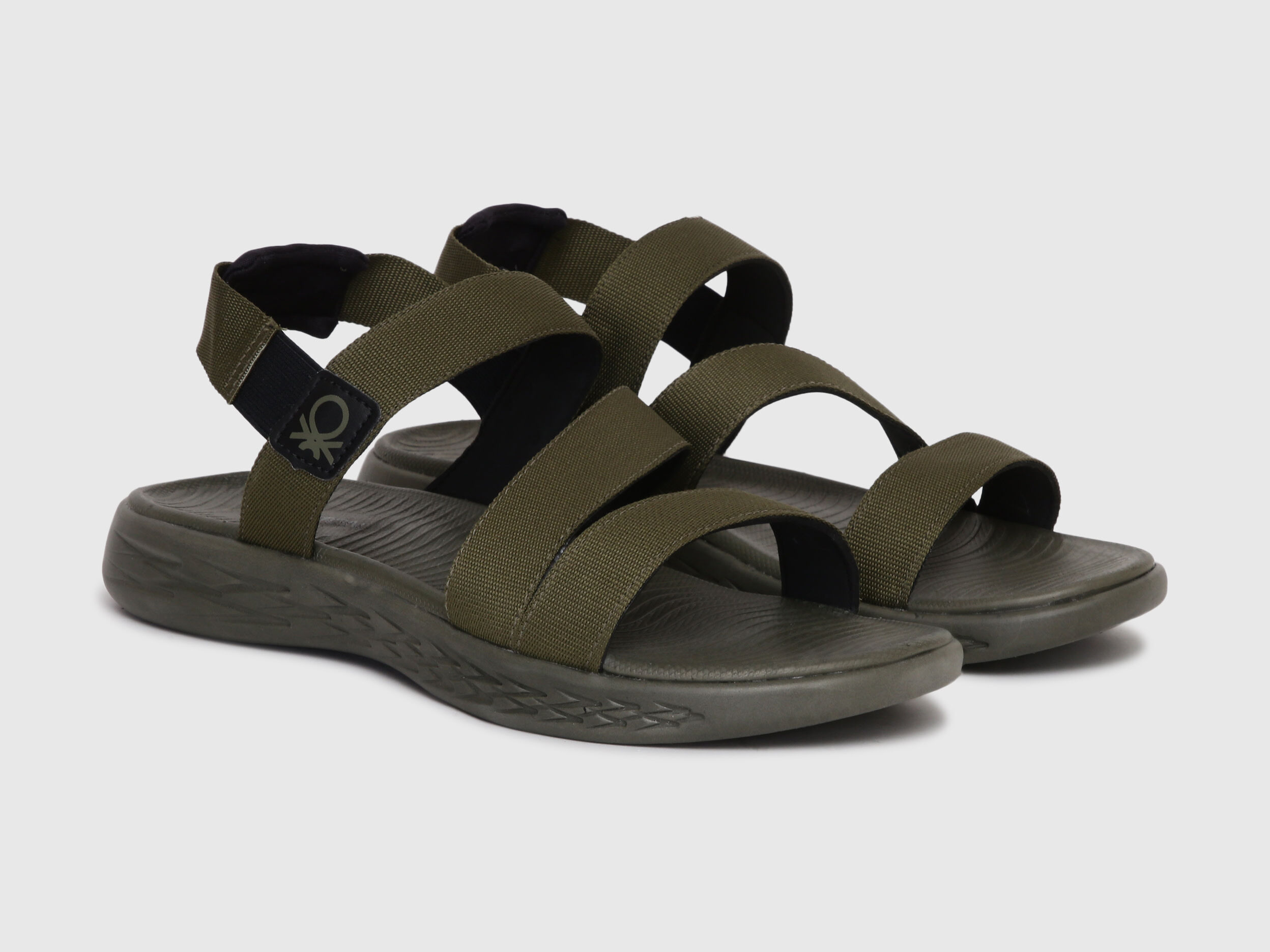 Mens Olive Textured Sandals Green Benetton