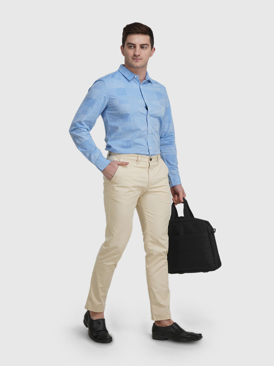 Fill Sleeve Dobby Chambray Shirt image number null