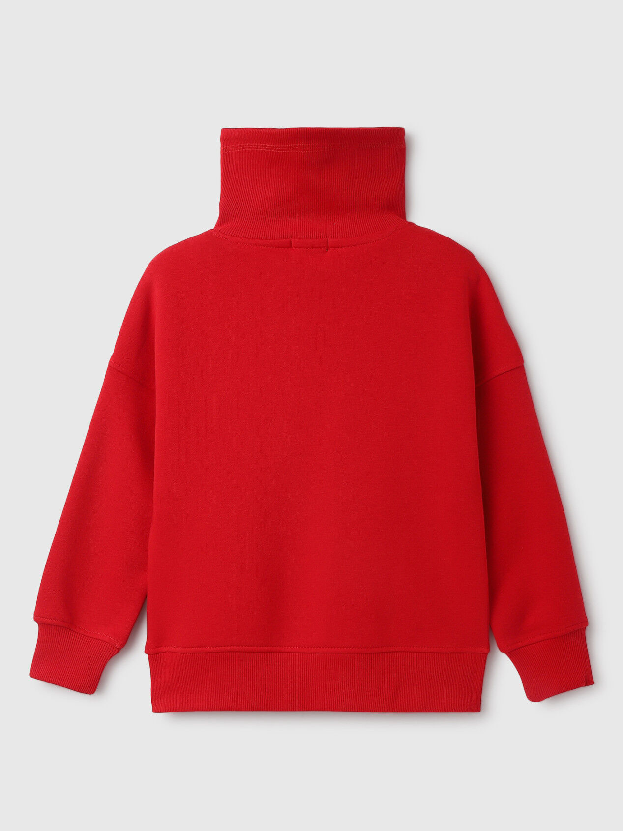 Regular Fit Mock Neck Solid Sweatshirt - Red | Benetton