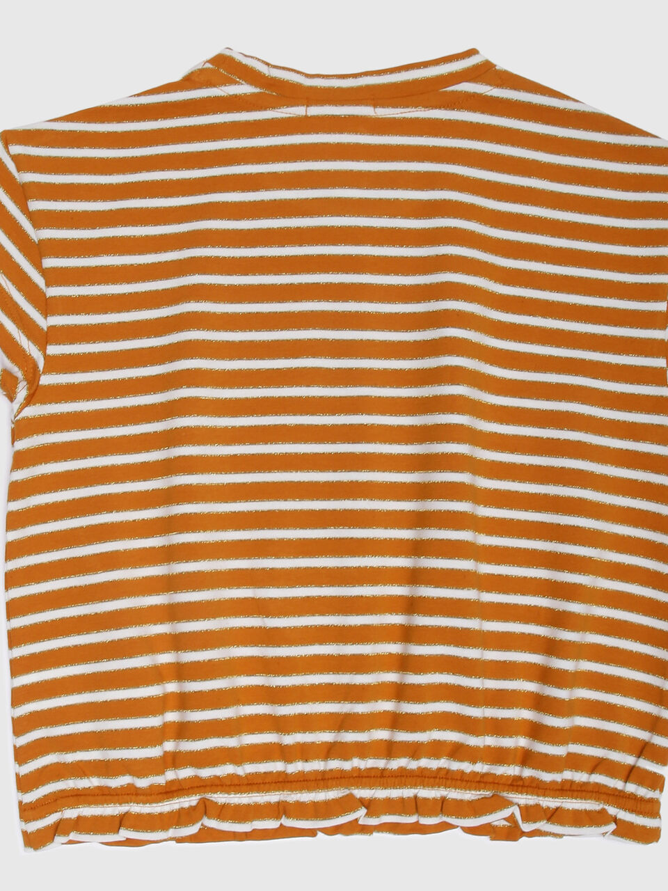 Short Sleeve Striped Round Neck Tobacco Top image number 2