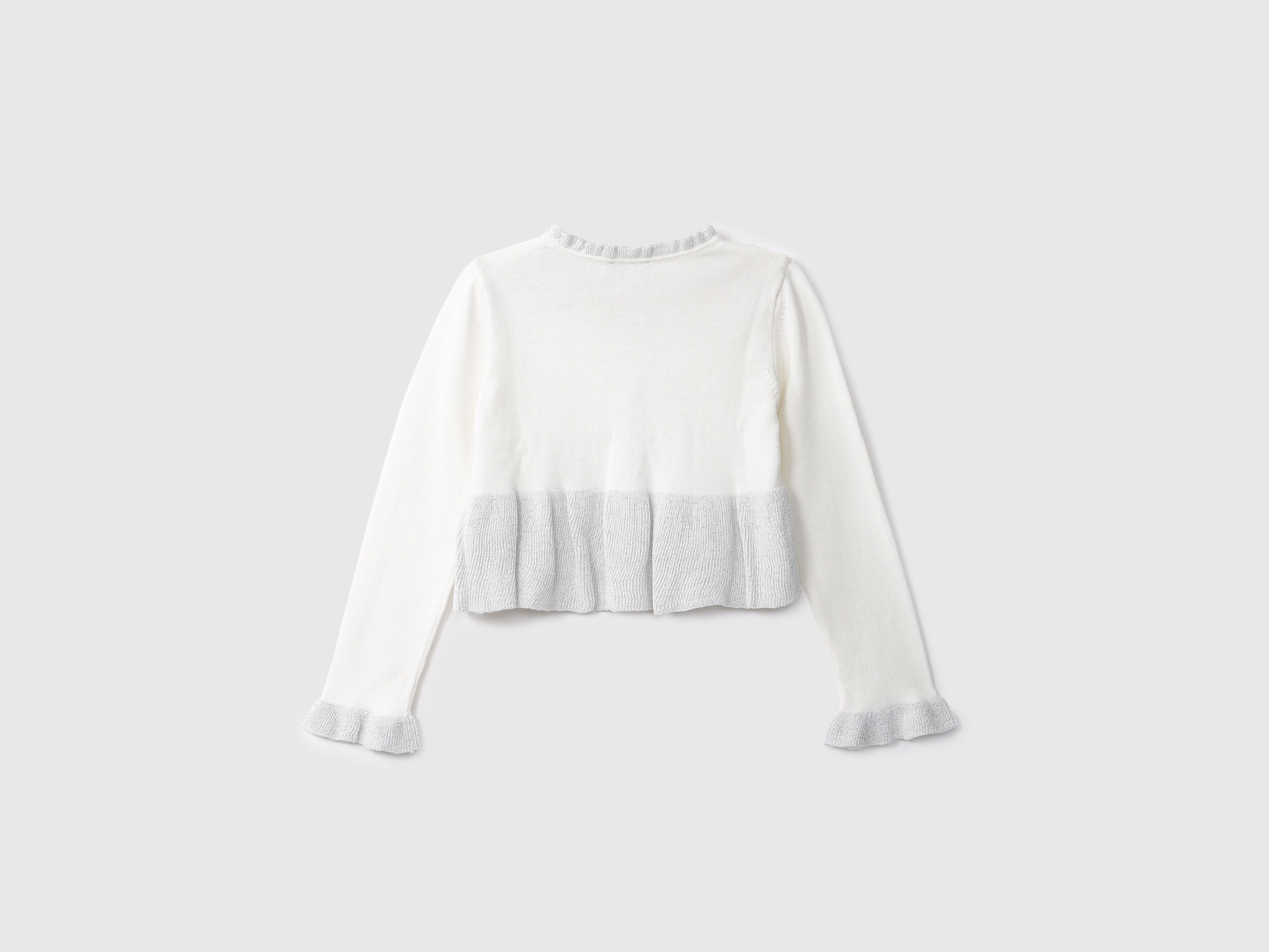 満点の Girls White Round Neck Cardigan - White | Benetton 日用品/生活雑貨