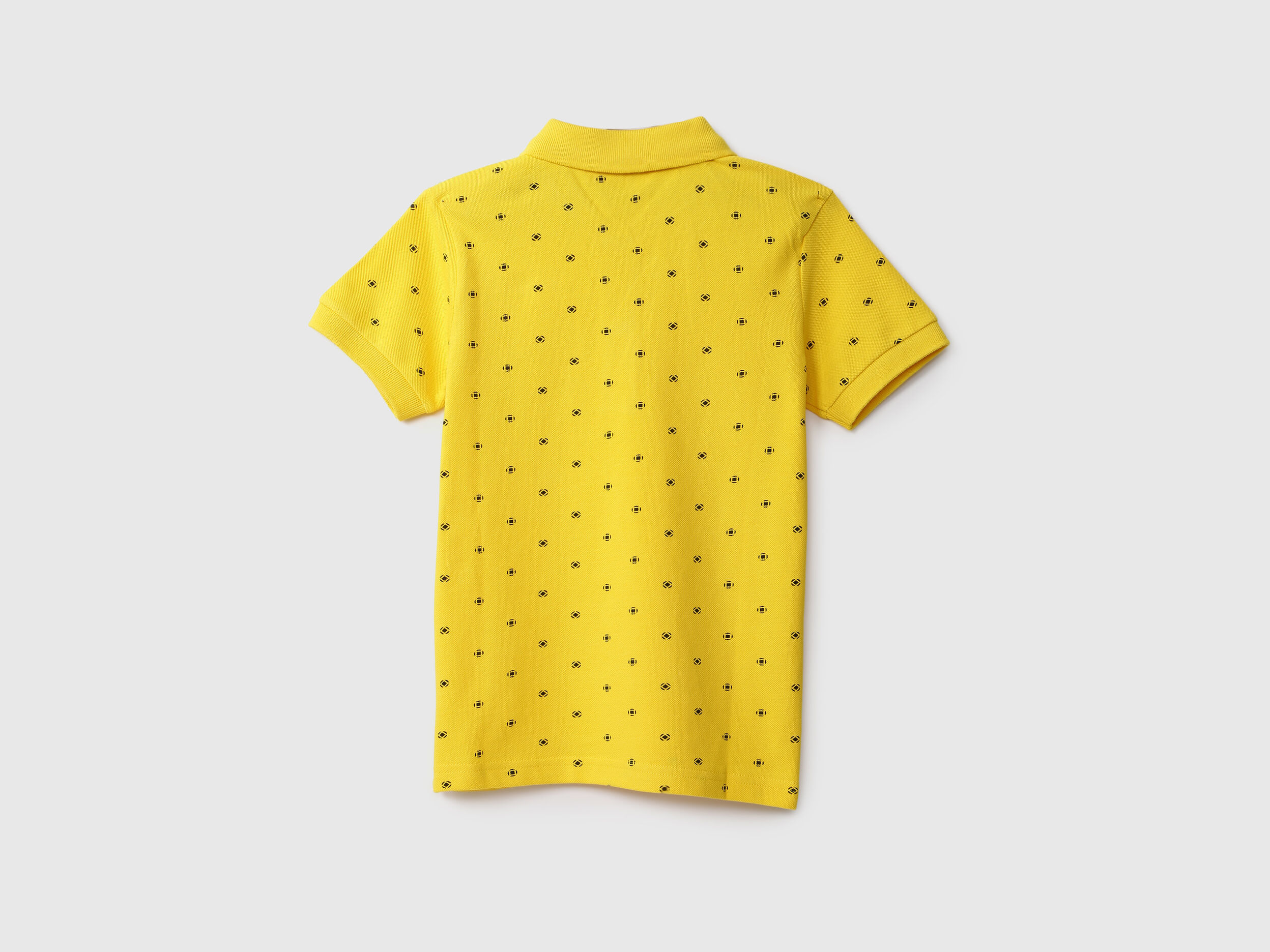 Boys Polka Dot Polo T Shirt Yellow Benetton