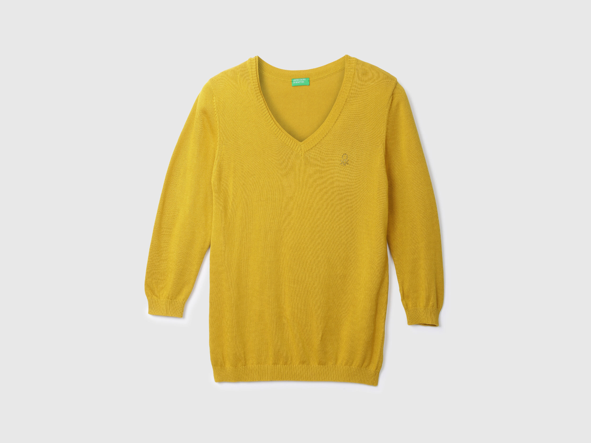 Mustard V Neck Sweater Mustard Benetton
