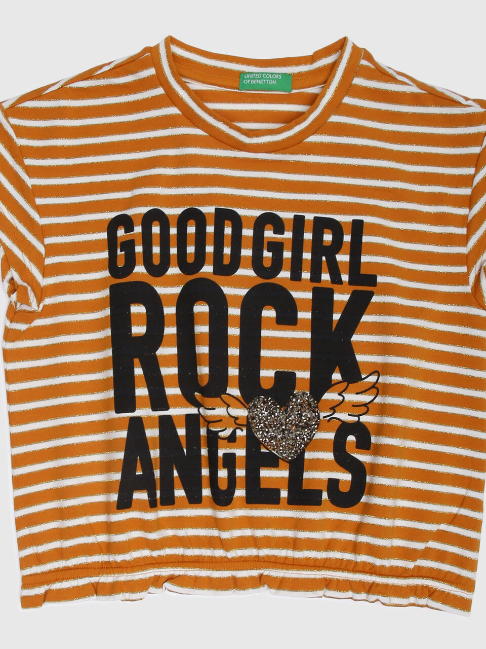 Short Sleeve Striped Round Neck Tobacco Top image number 1