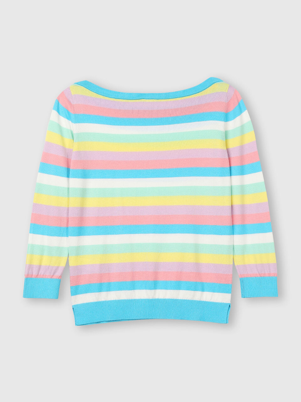 Cotton Boat Neck Striped Sweater image number 2