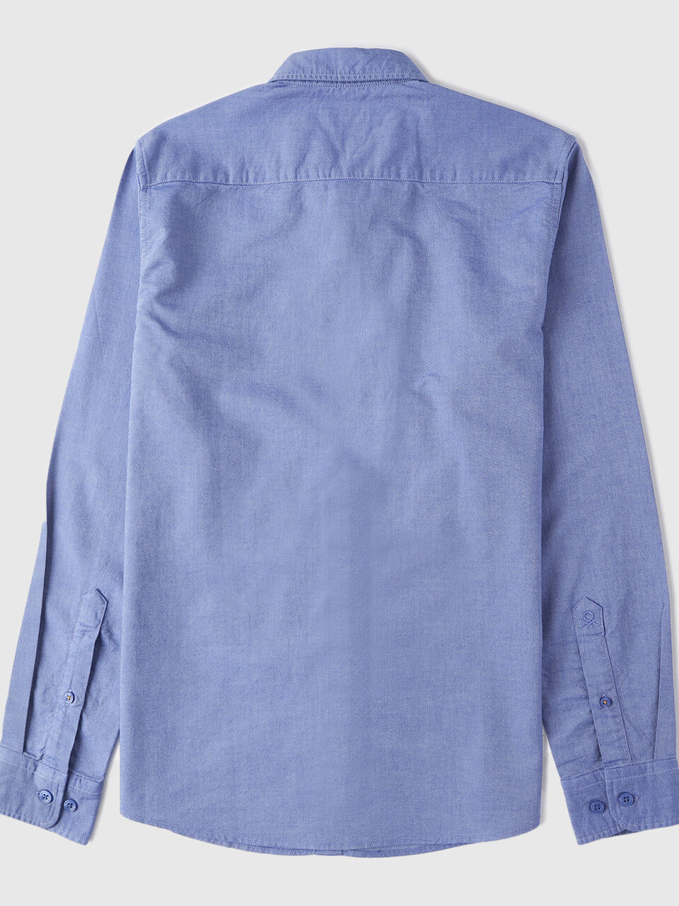Long Sleeve Regular Collar Placement Print Blue Shirt-Top image number 2