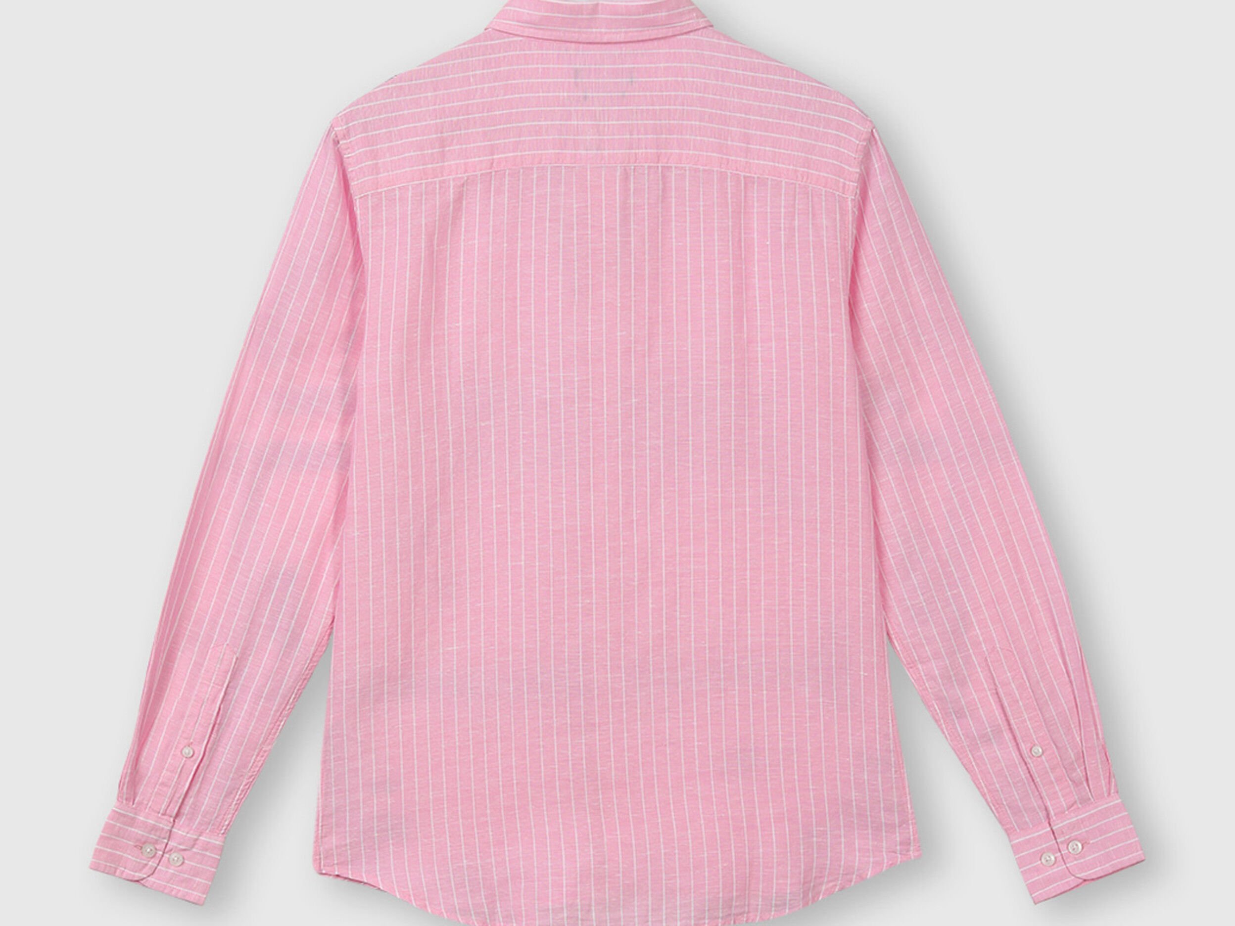最大15%OFFクーポン Linen Striped Shirt with Long Sleeves - Pink | Benetton パンツ