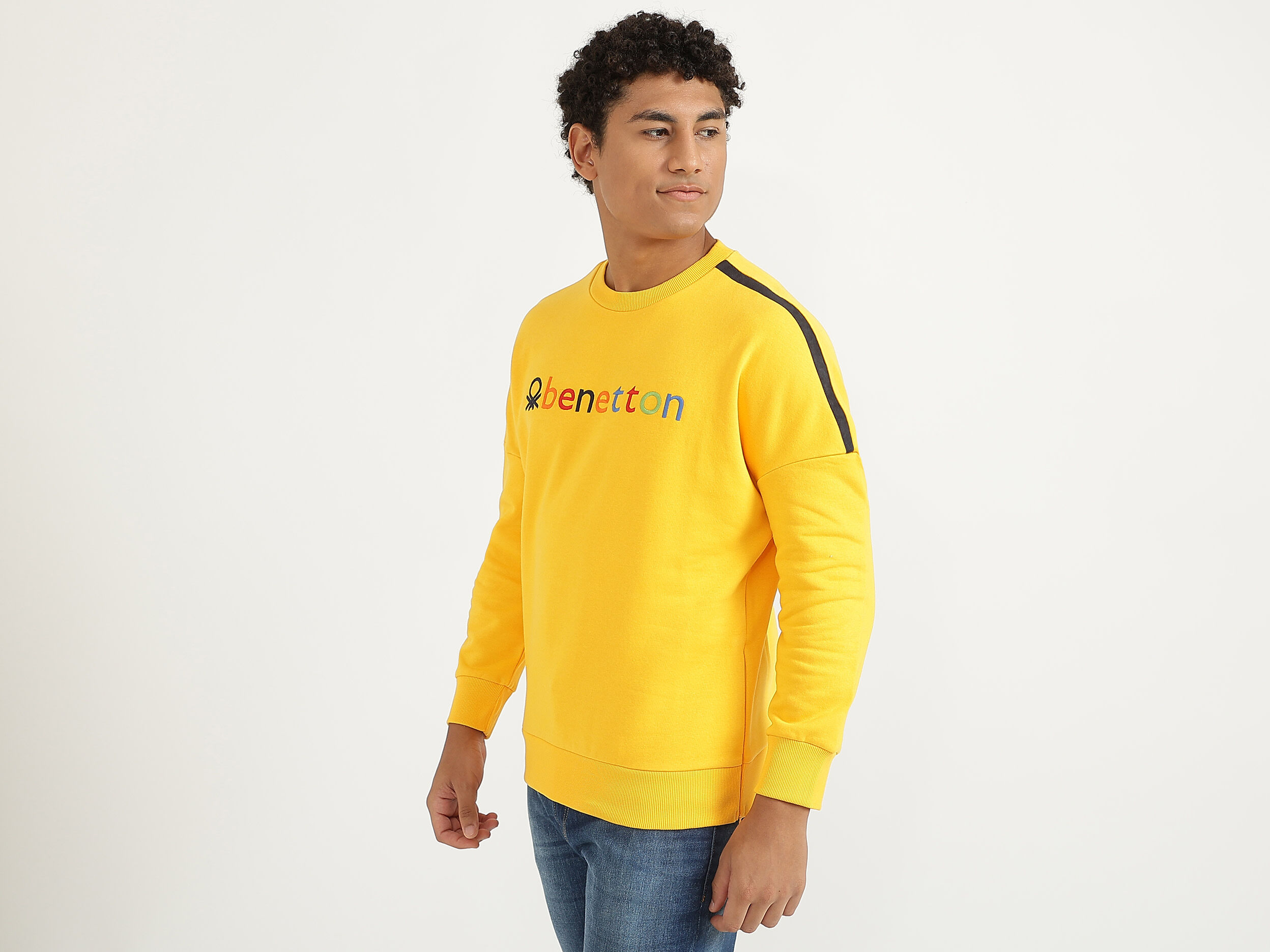 【コンビニ受取対応商品】 Men Benetton | Yellow - Sweatshirt Regular Embroidered Yellow トップス