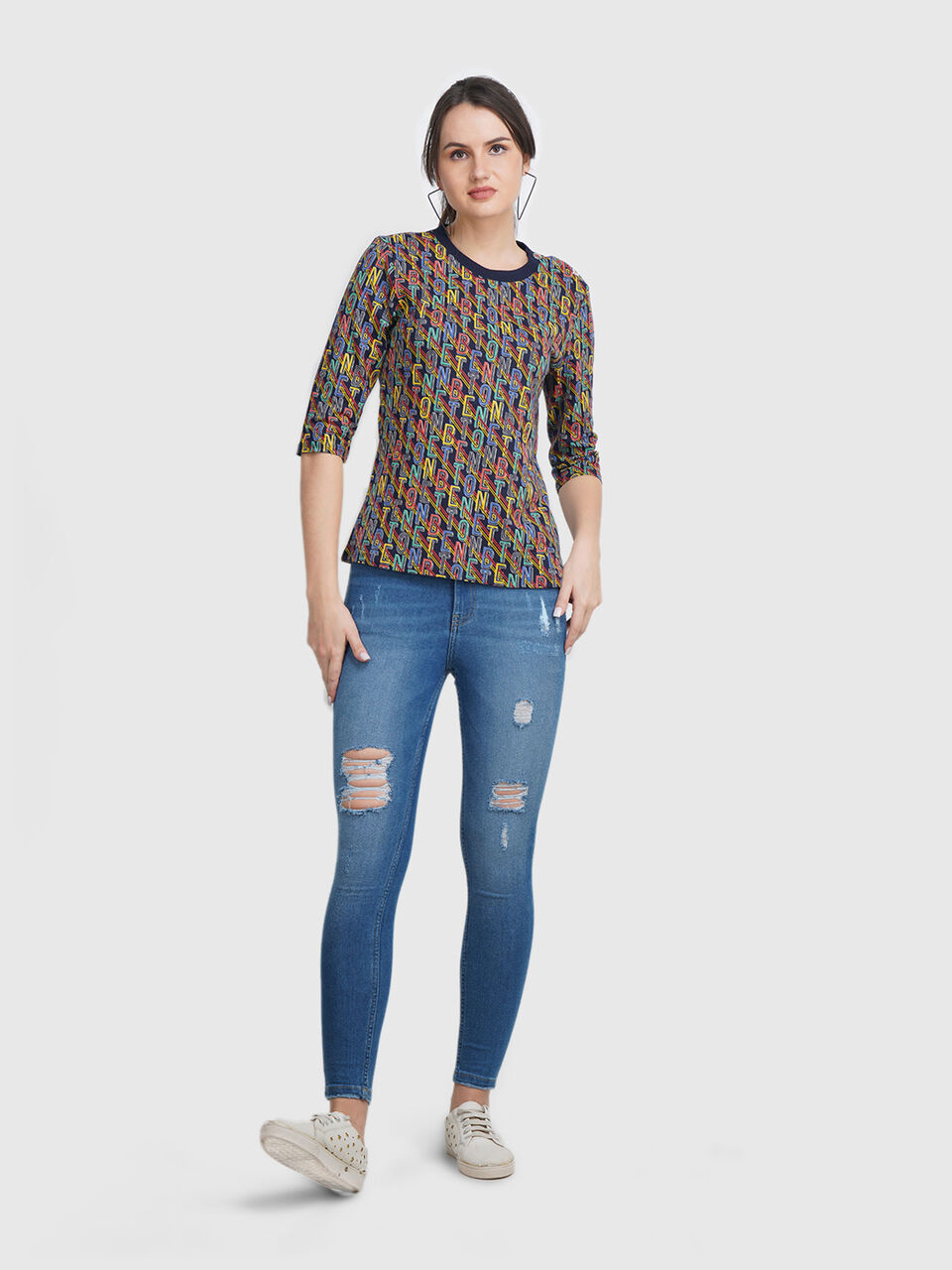 Short Sleeve Tee With Aop And Btn On Shoulder image number null