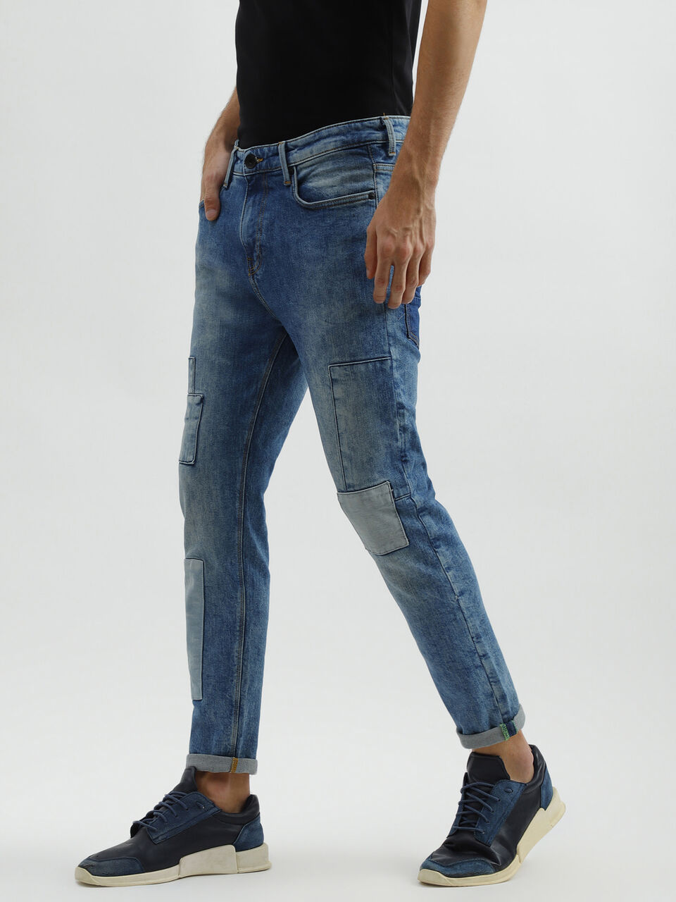 Low Crotch Patch Work Denim image number null