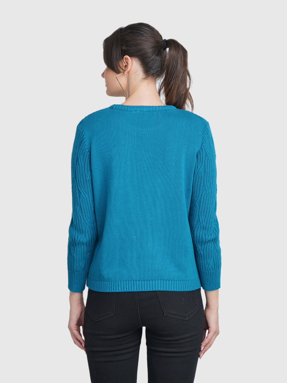 Full Sleeve Geometric Cable Structure Tricot image number null