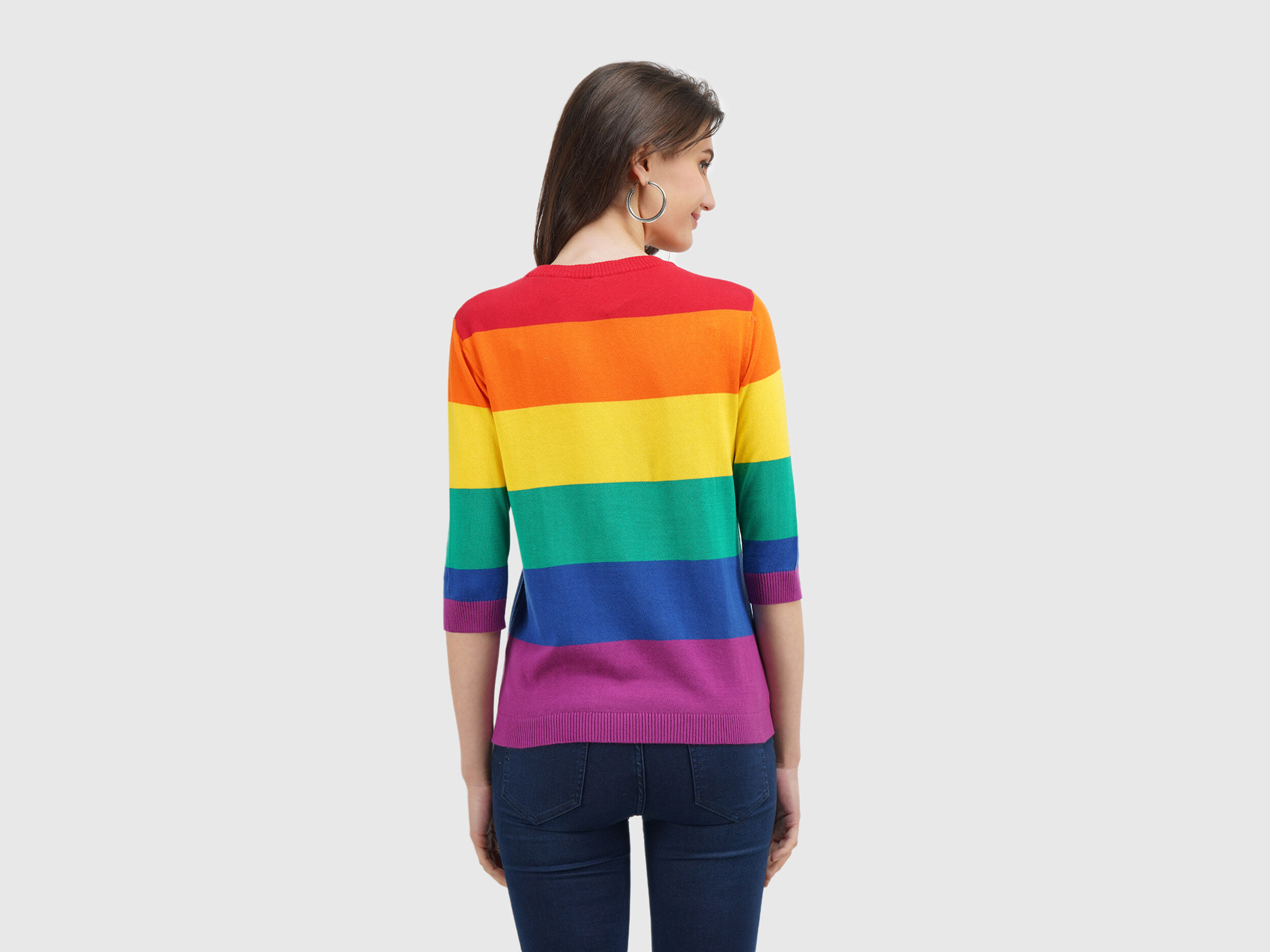 Rainbow Stripe Sweater Multi color Benetton