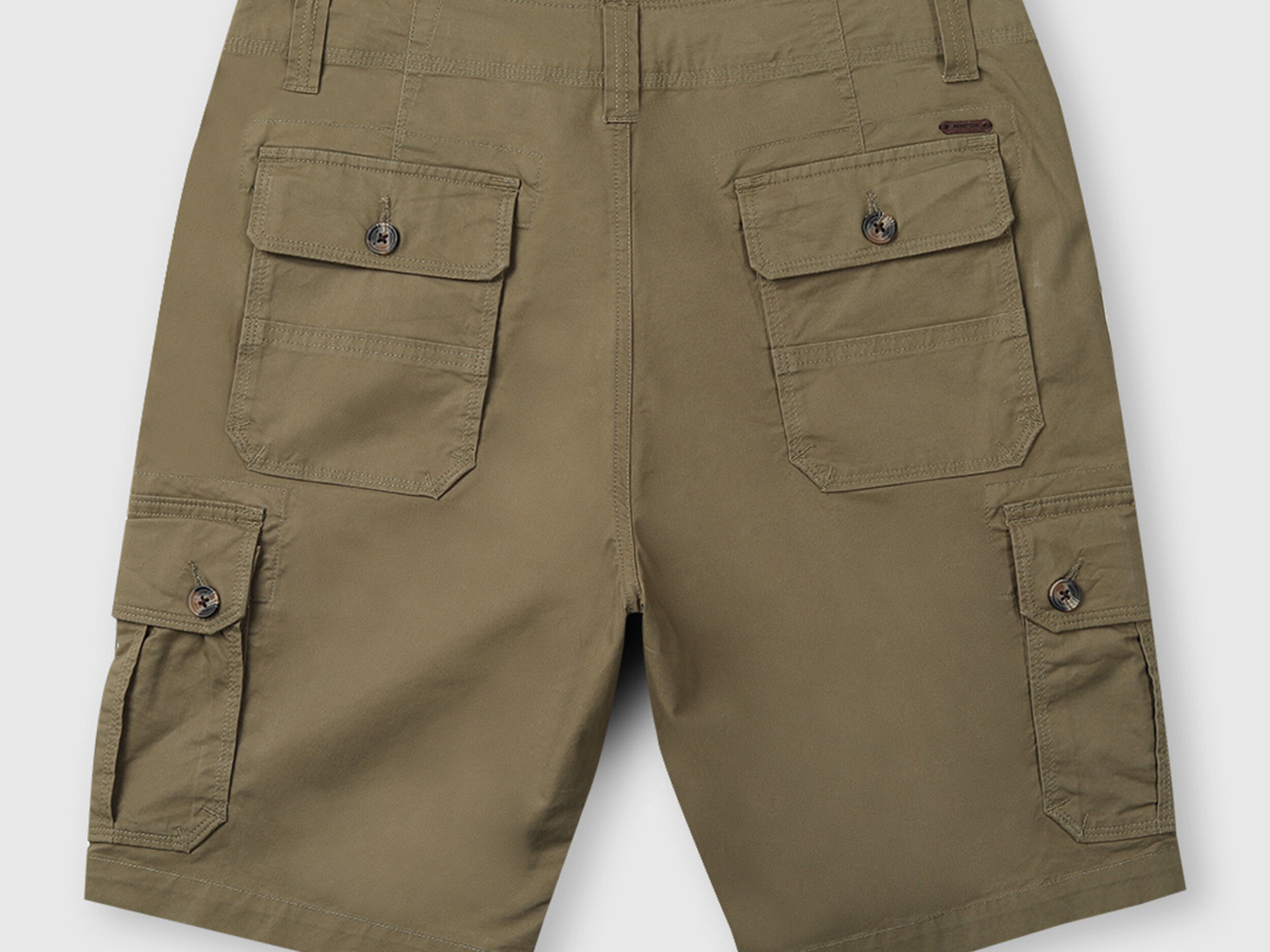 Cotton Comfort Fit Cargo Shorts Olive Green Benetton