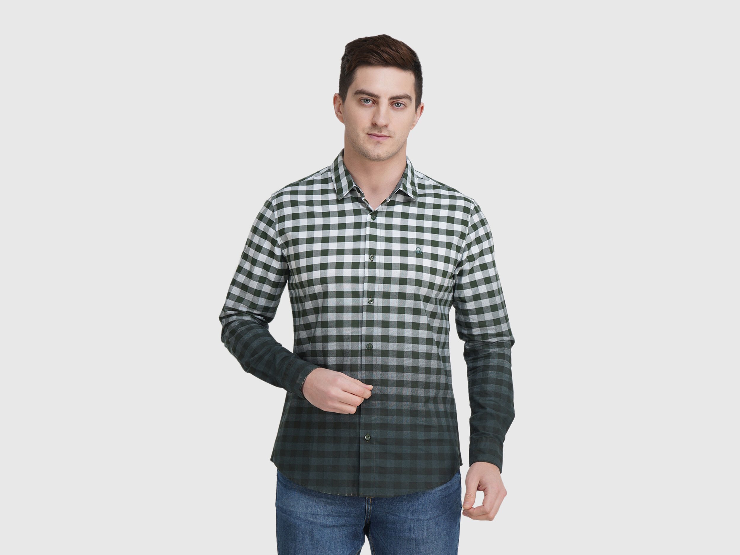 Ombre Check Shirt - Black | Benetton