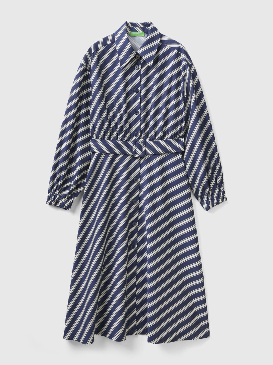 L/S DIAGONAL STRIPE LONG SHIRT DRESS image number 1