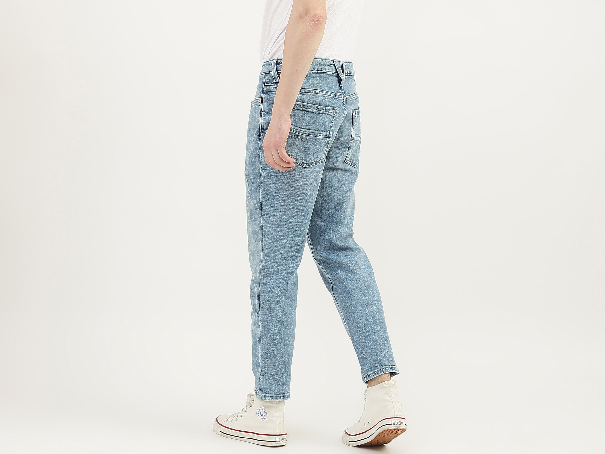 Men Printed Regular Fit Jeans Blue Benetton