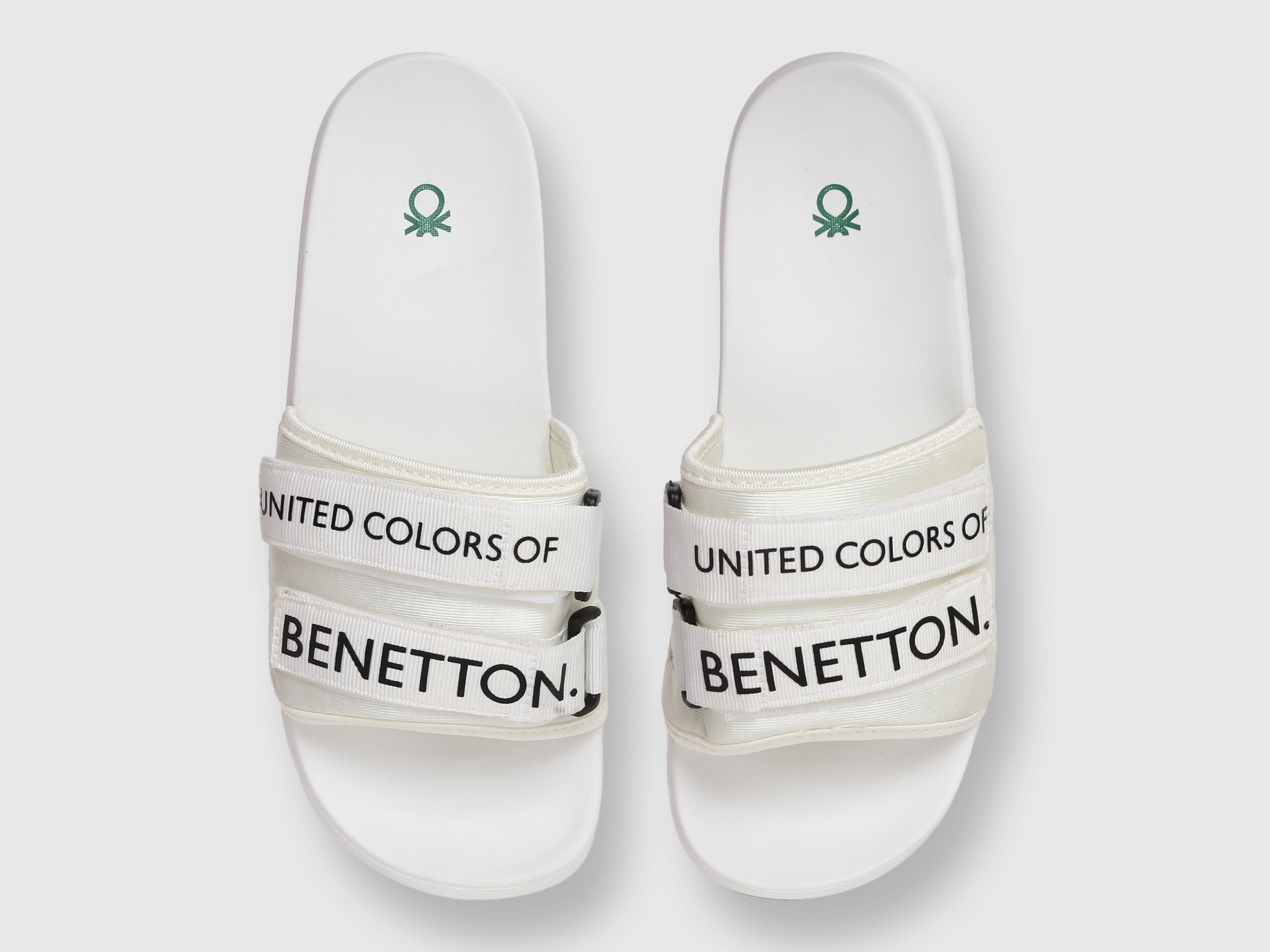 Mens White Printed Slides White Benetton