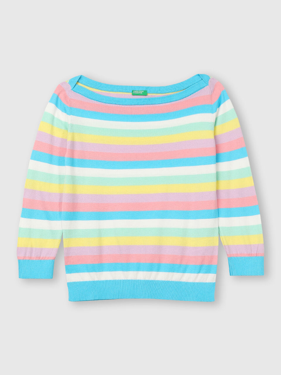 Cotton Boat Neck Striped Sweater image number 1