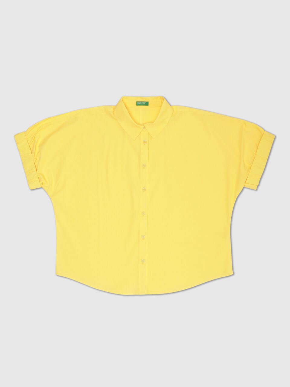 Short Sleeve Blouson Sleeve Button Down Shirt Top image number 1