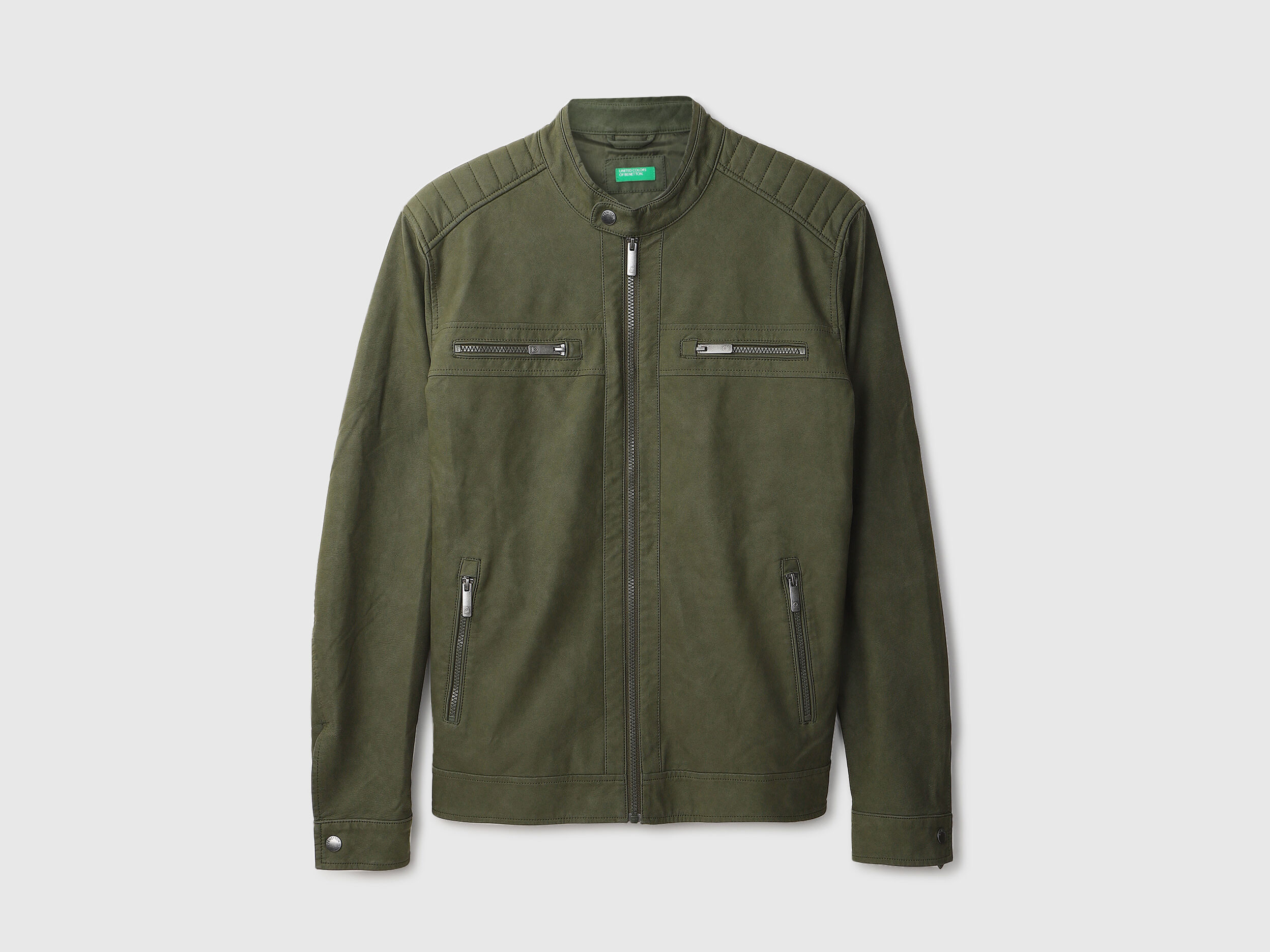 Men Solid Shirt Collar Jacket - Black | Benetton