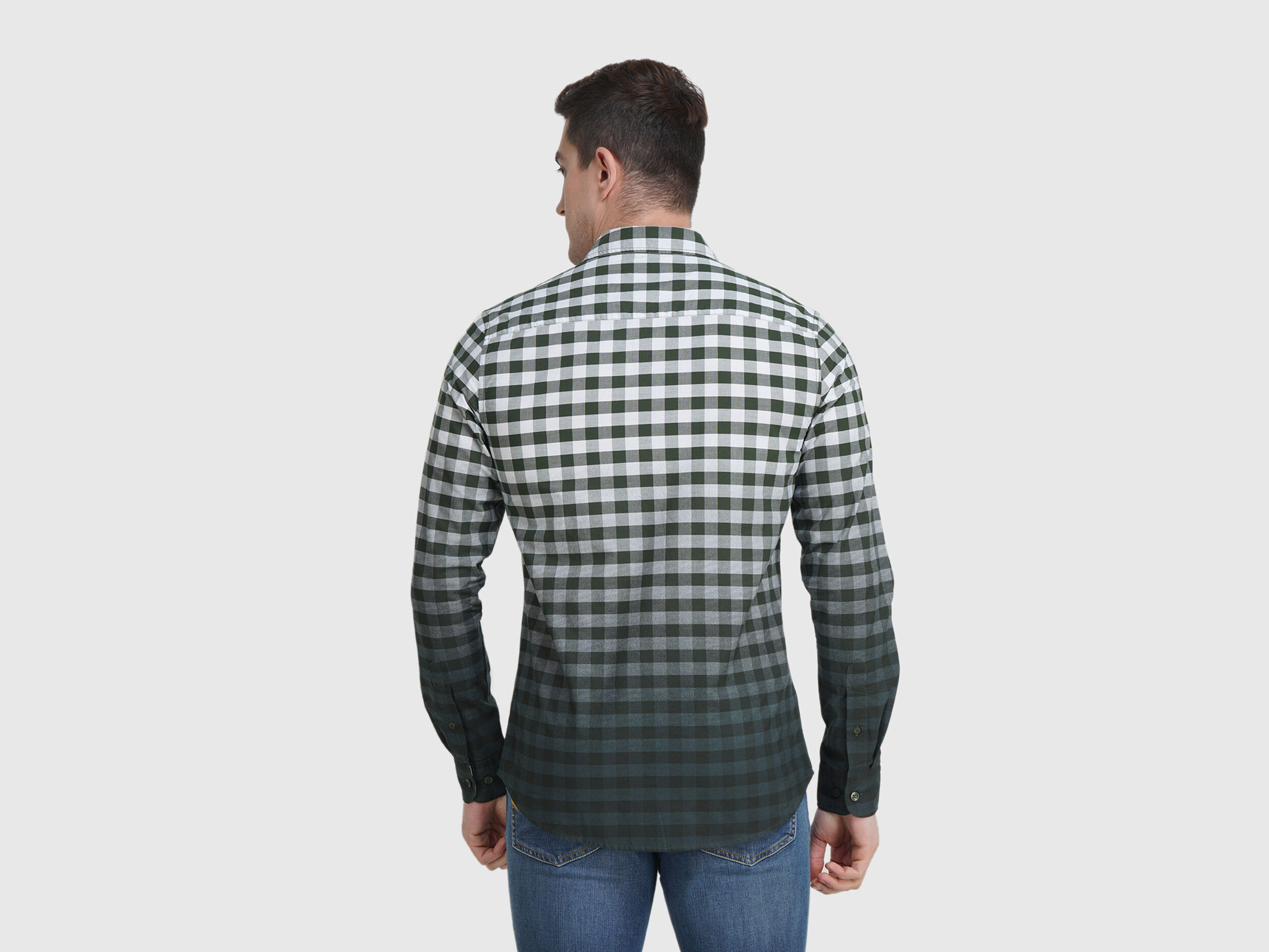 Ombre Check Shirt - Black | Benetton