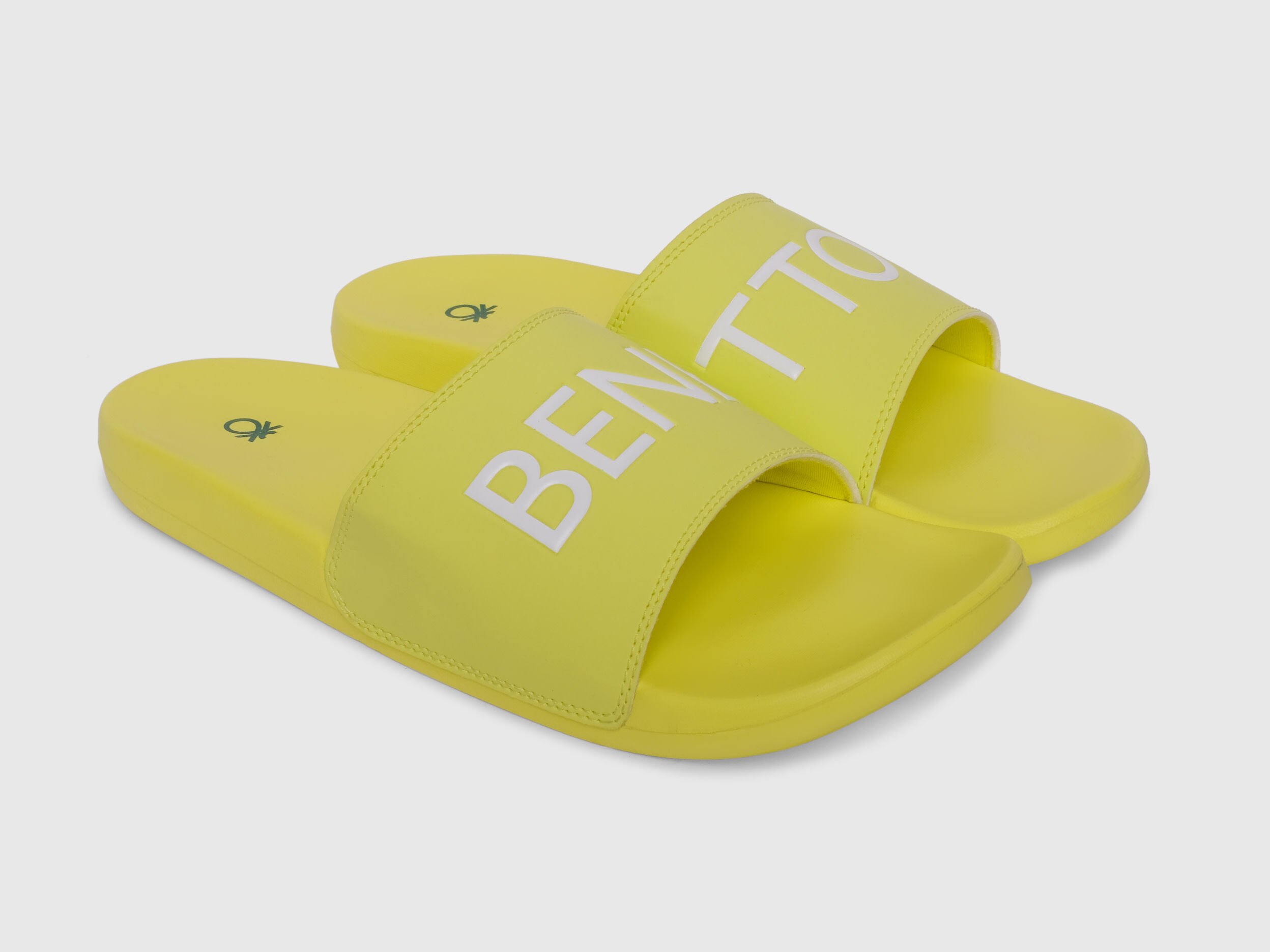 Benetton Mens Lime Green Brand Slides Green Benetton