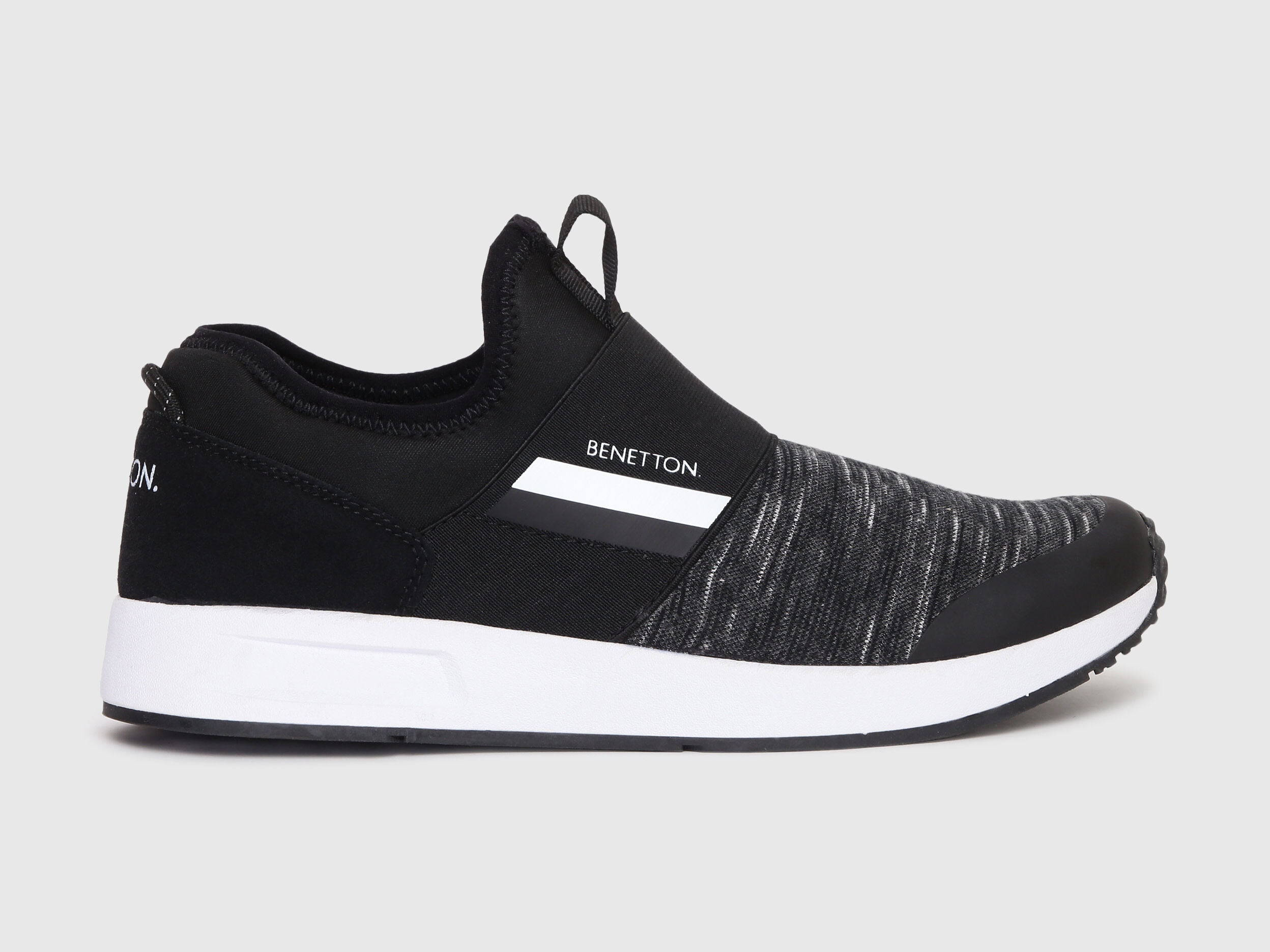 Mens Black Textured Sneakers Black Benetton