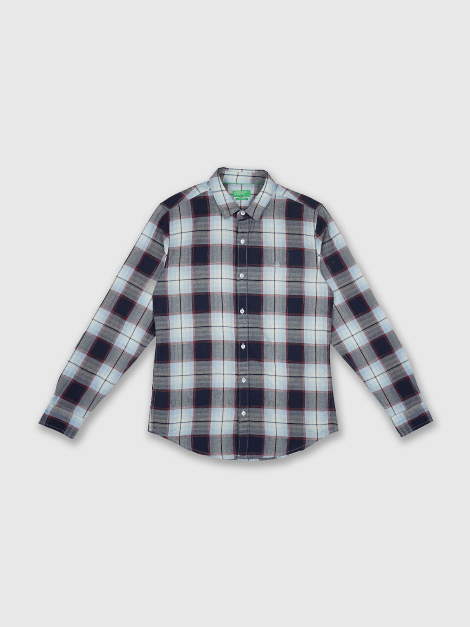 Full Sleeve Dobby Texture Indigo Check Shirt image number 1
