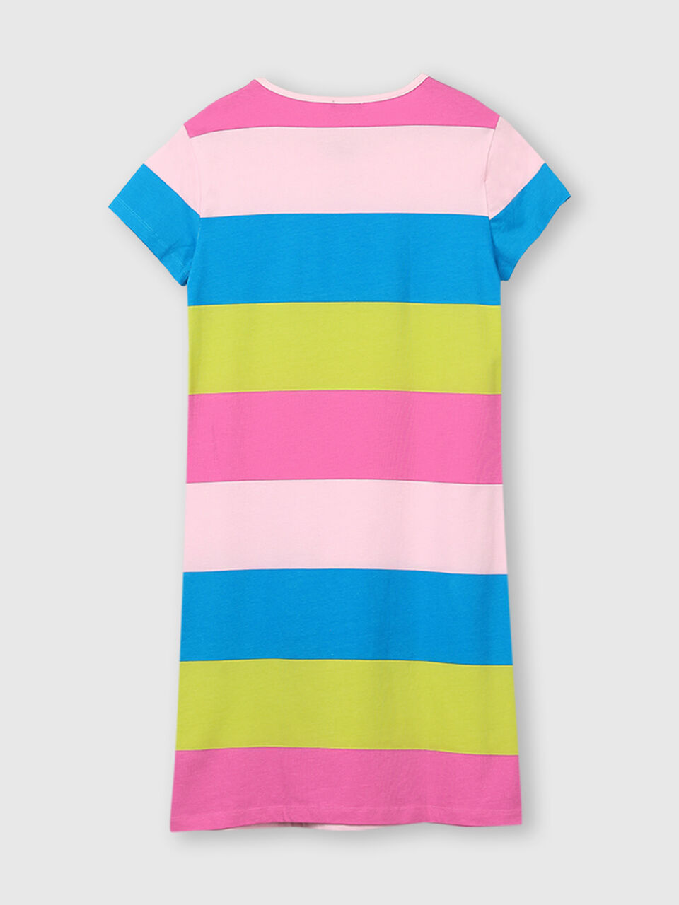 Cotton Tee Shirt Dress with Printed Stripes image number 2