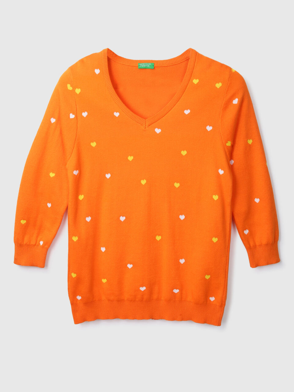 BASIC V NECK 3/4TH SLEEVE AOP TRICOT image number 1