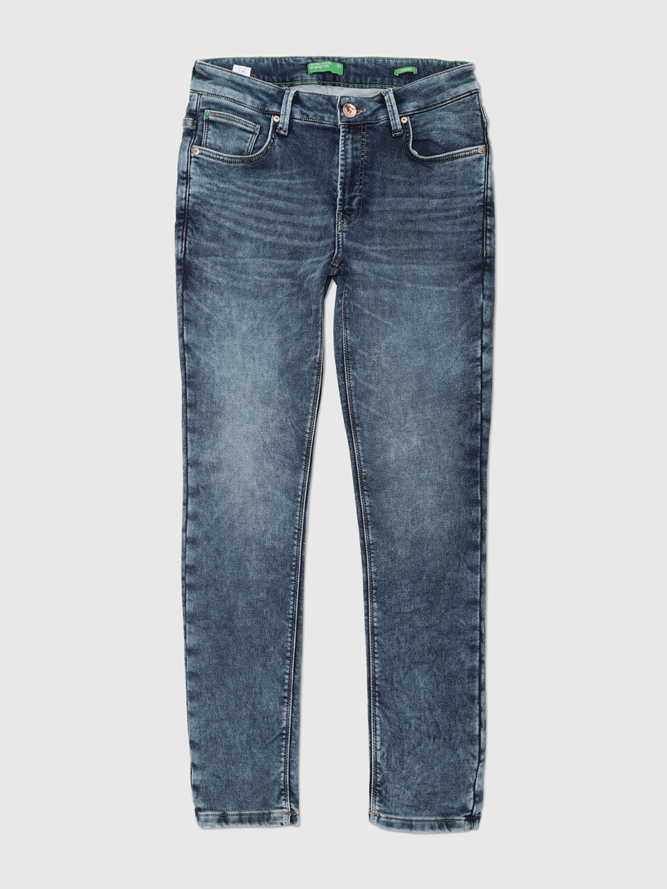 Skinny Fit Faded Blue Knit Jeans image number 1