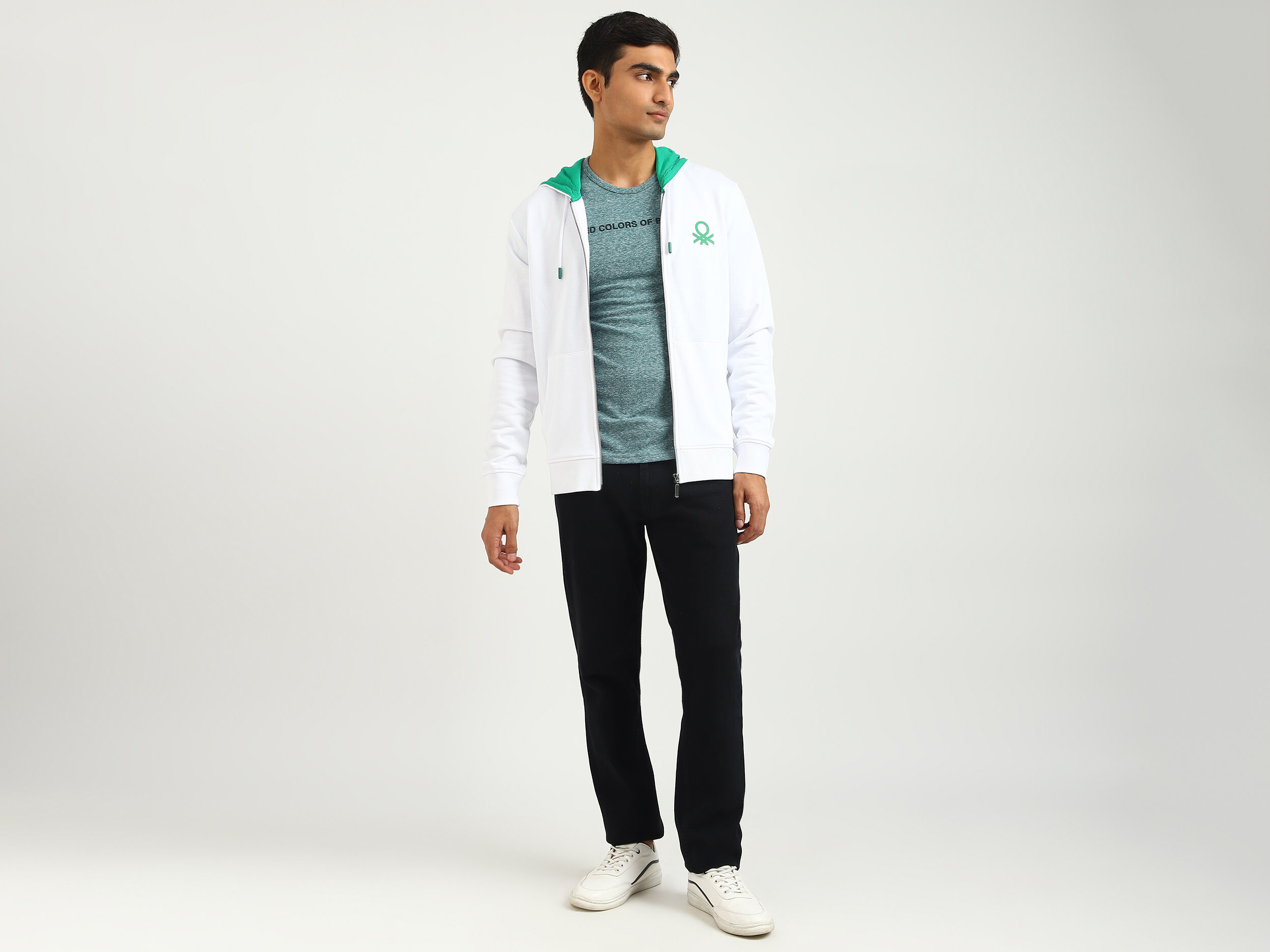 Benetton white sweatshirt hot sale