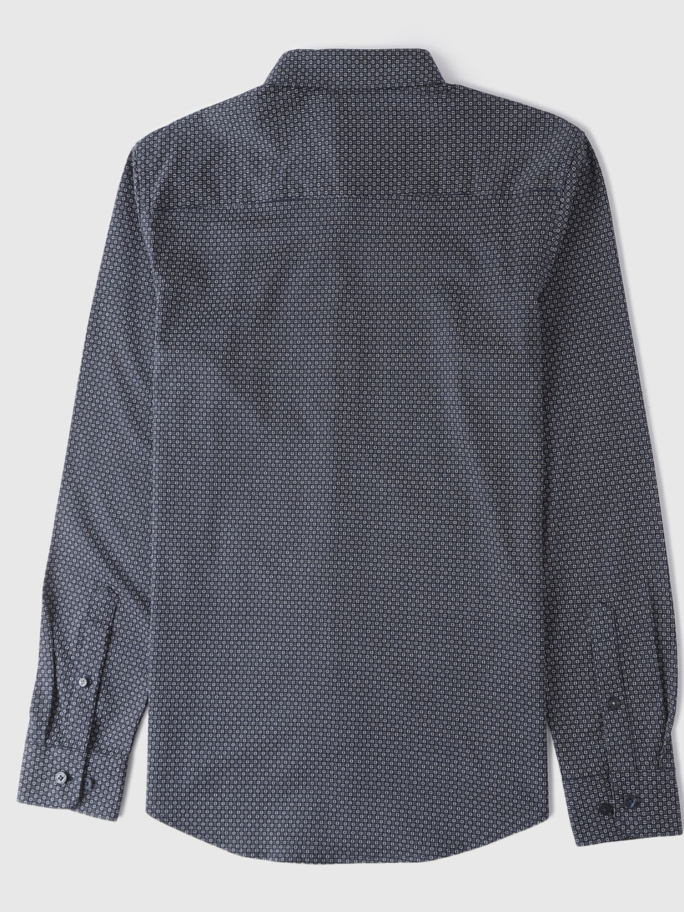 Long Sleeve Regular Collar Knit Ditsy Print Black Shirt-Top image number 2