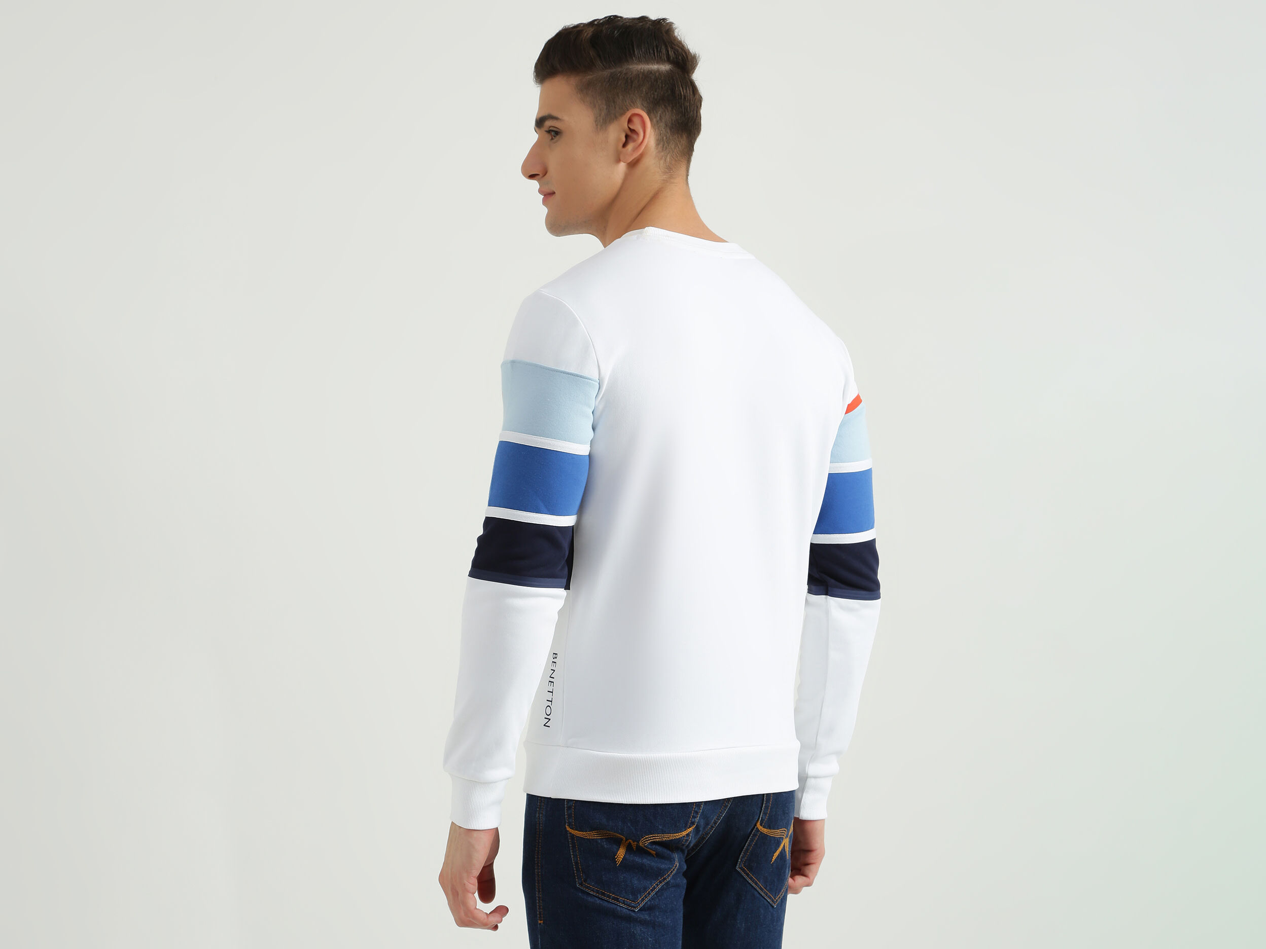 Mens Long Sleeve Stripe Sweatshirt - Multi-color | Benetton