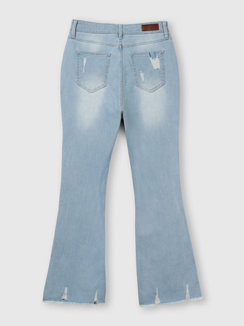 Cotton Jeans with Cropped Boot Cut and Damage image number 2