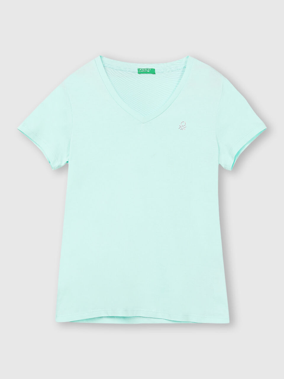 Pure Cotton Tee Shirt with V-Neck image number 1