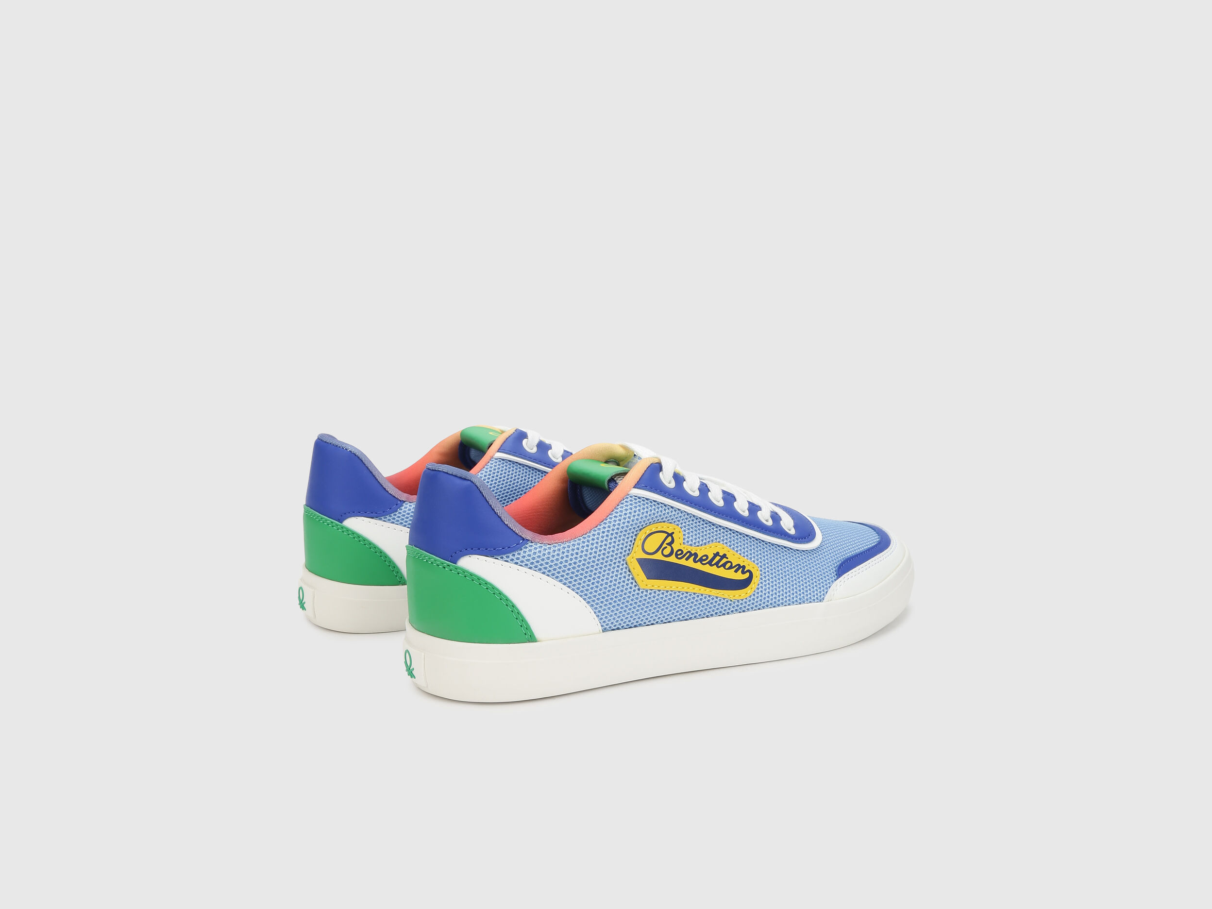 Men Textured Lace up Sneakers Blue Benetton