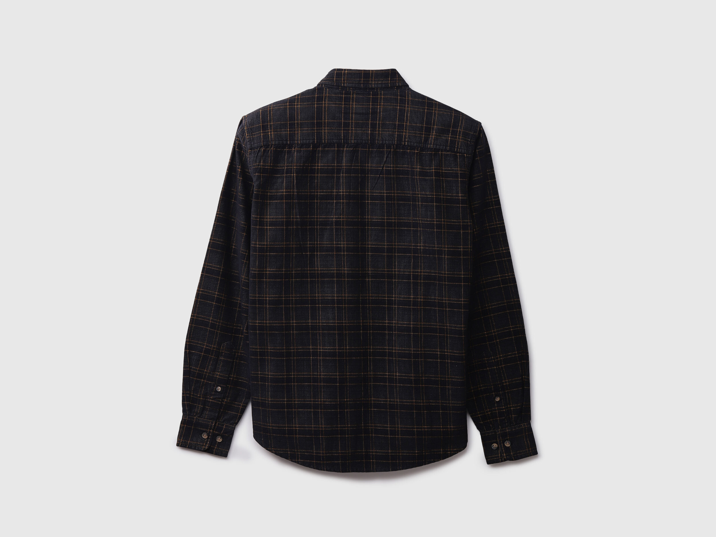 Mens Slim Fit Check Shirt - Black | Benetton