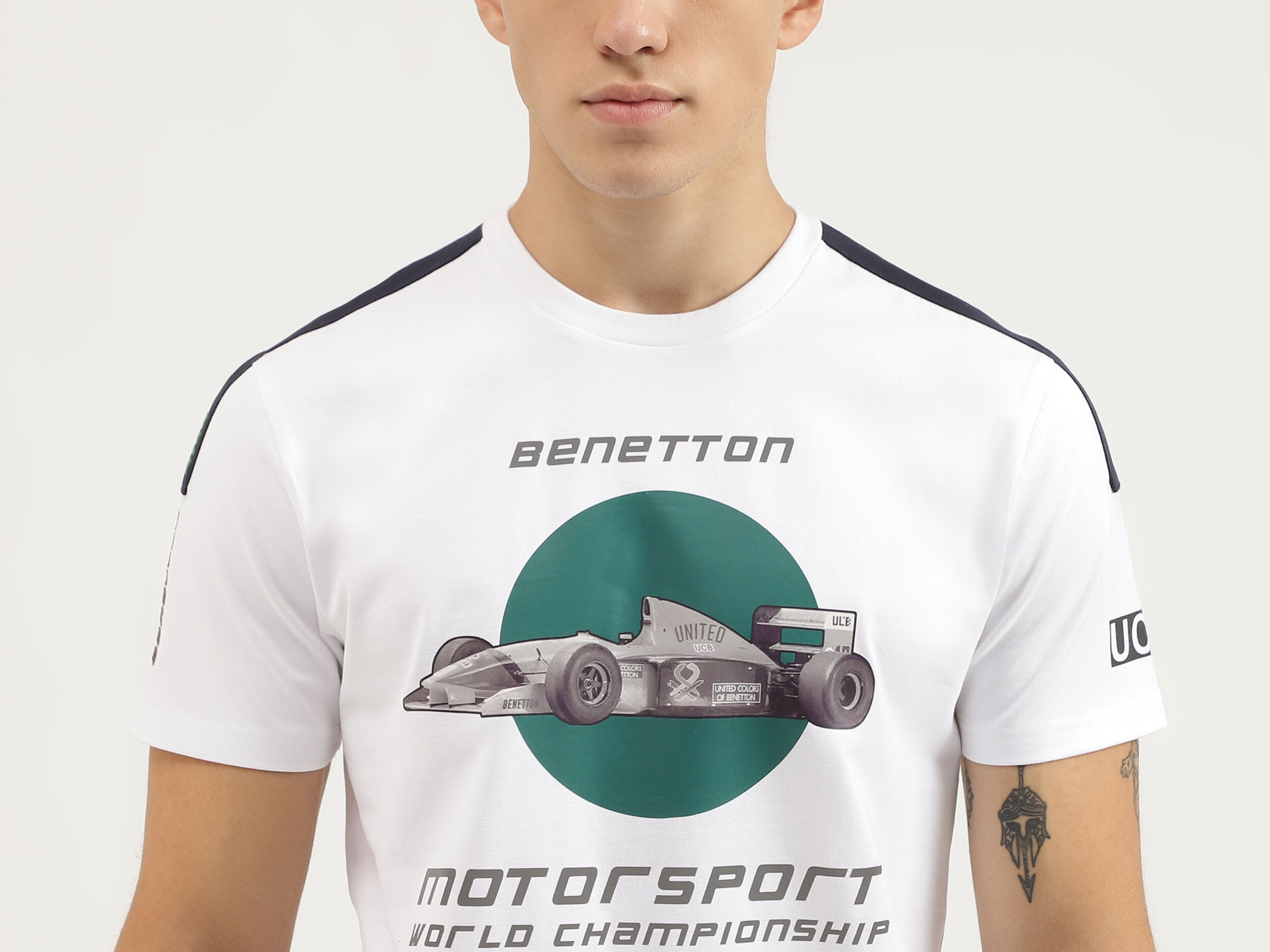 [定休日以外毎日出荷中] T-shirt Printed Neck Round Fit Relaxed - Benetton | White ウェア