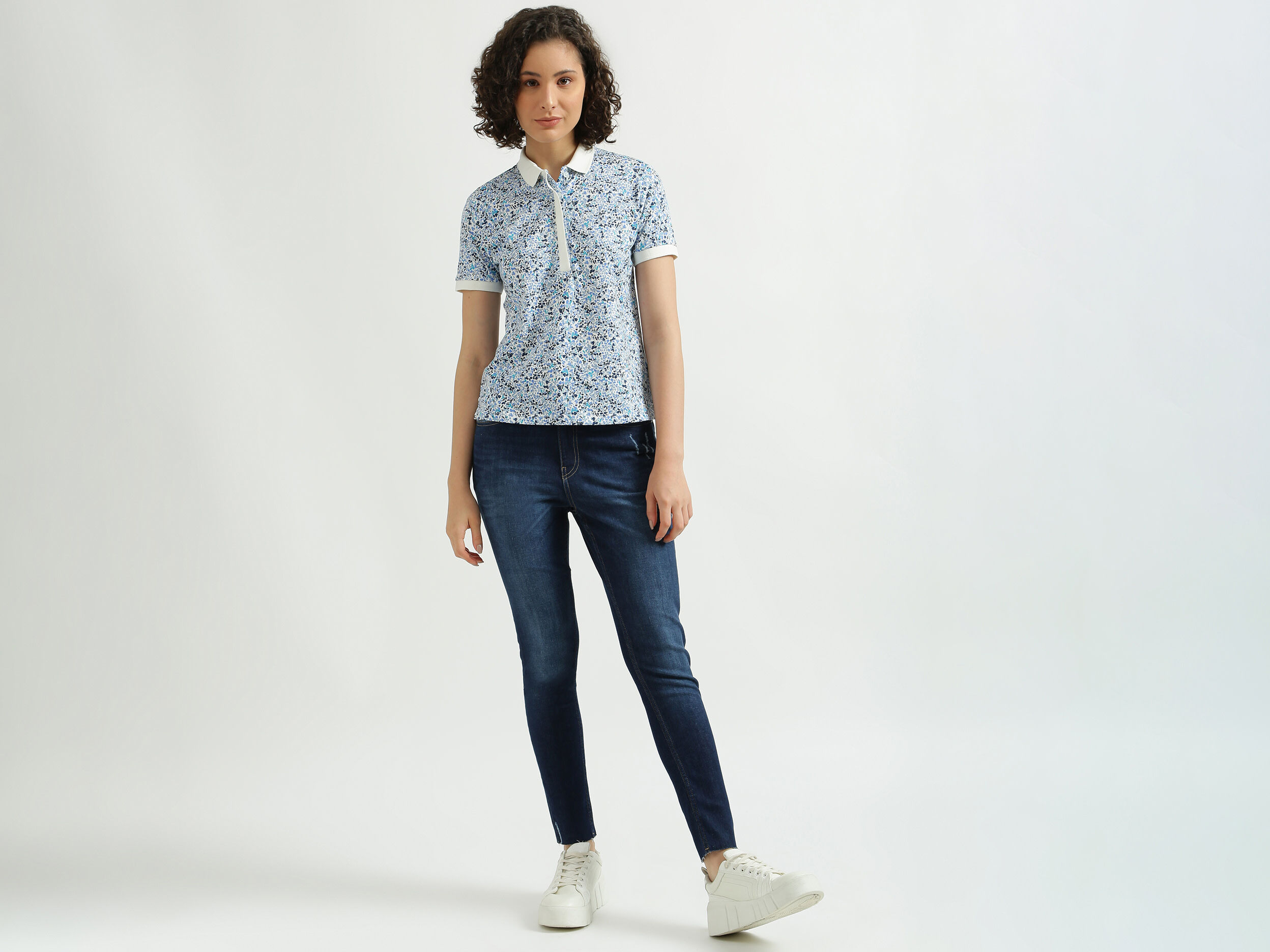 White printed polo t shirts best sale