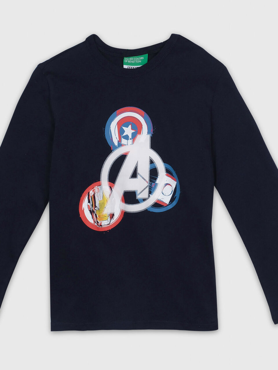 Marvel Light - | T-Shirt Benetton Sleeves Long Glow Blue with and