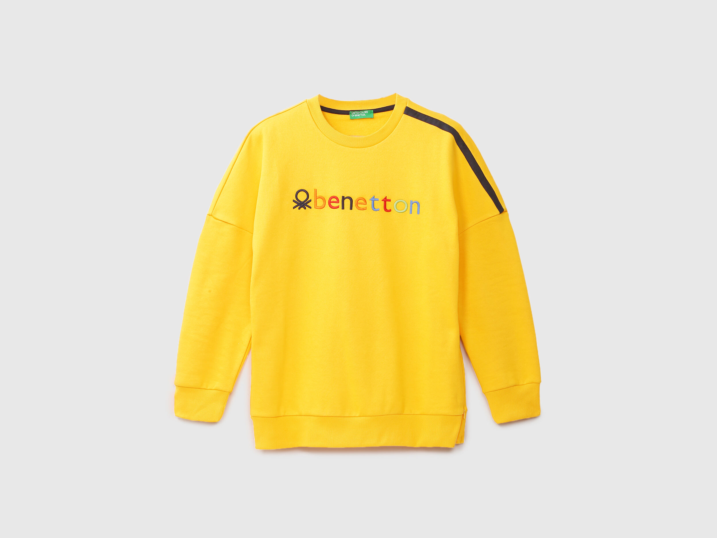 Men Yellow Embroidered Regular Sweatshirt Yellow Benetton